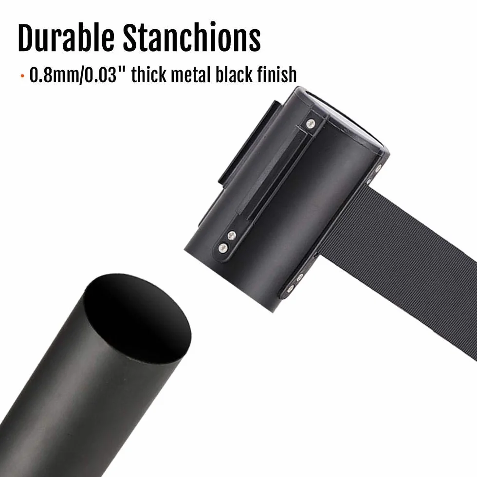 Yaheetech Barrière de Guidage Rétractable 8 Poteaux avec Corde 2M Système de Balisage