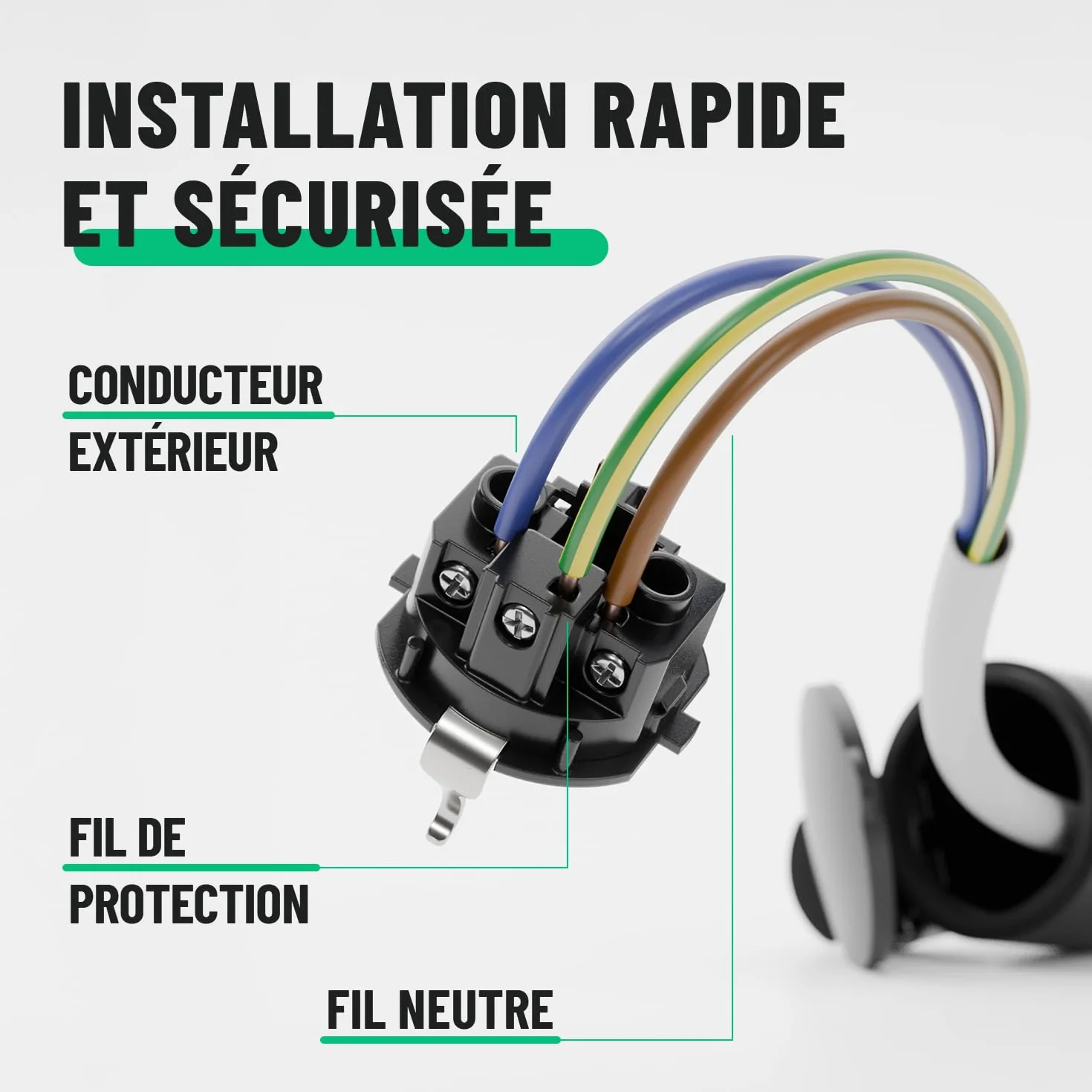 Lot de 1 prise mâle + 1 prise femelle Schuko étanche IP54 230V 16A 3,7kW