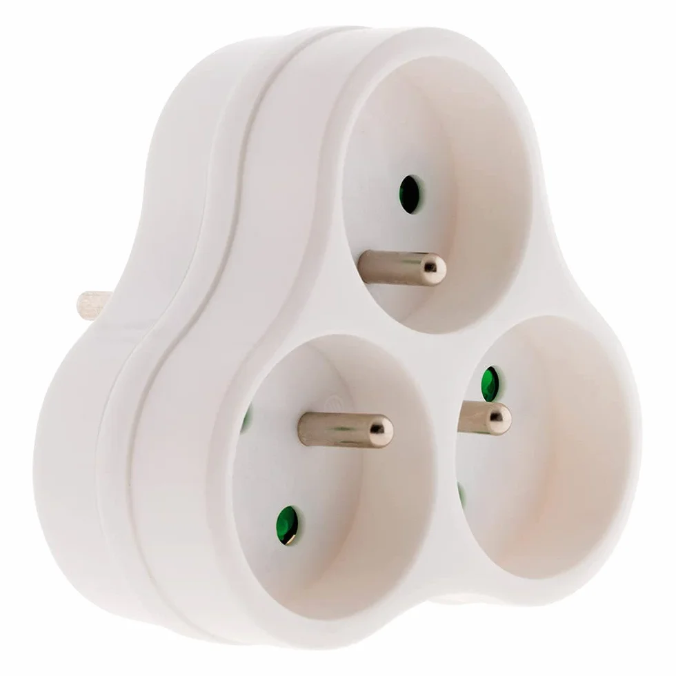 Triplite Triangulaire 3x16A Multiprise 2P+T Sécurité Enfant Polypropylène NF Blanc