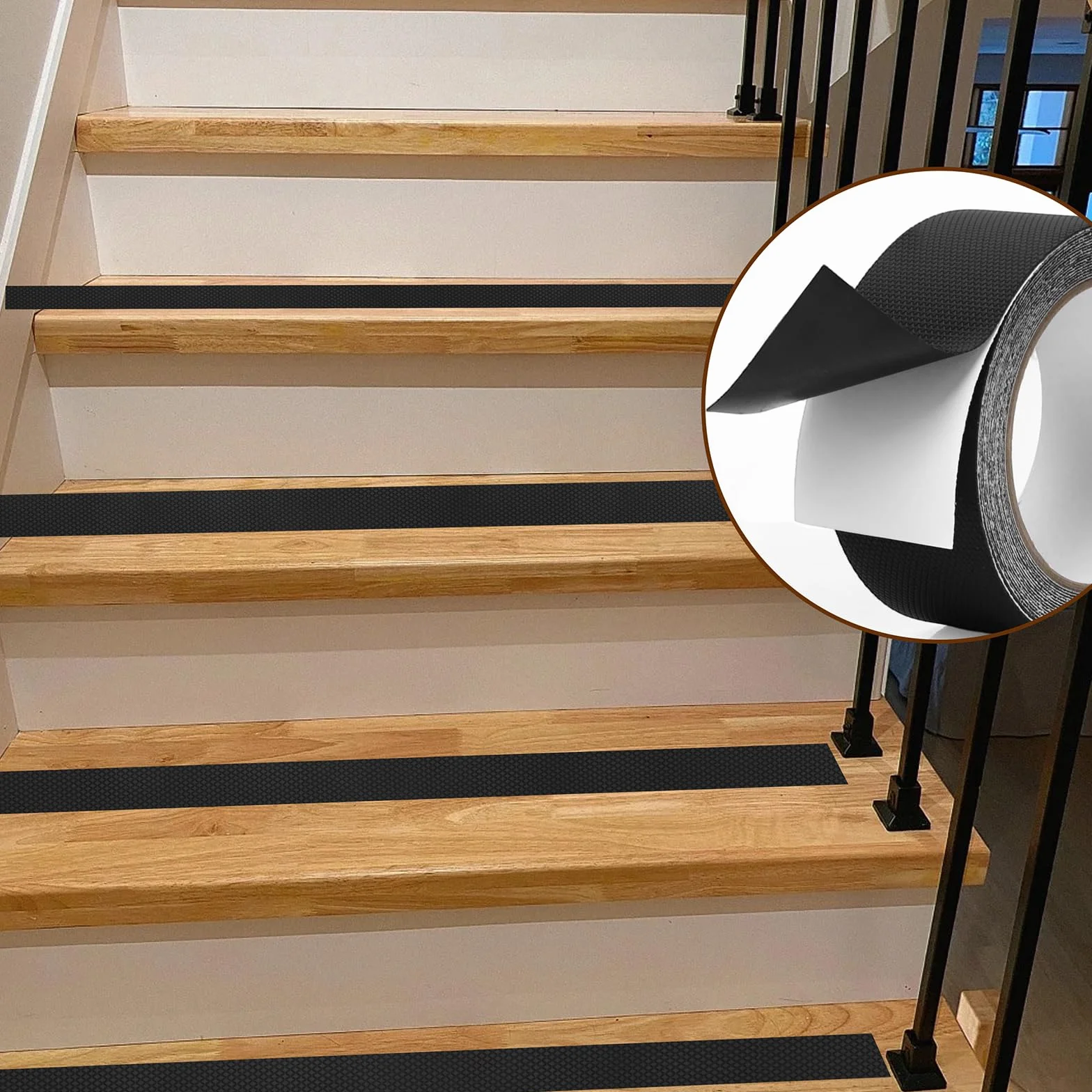 Ruban Antidérapant Auto-adhésif 5 cm x 5 m Noir pour Escaliers Intérieur Extérieur