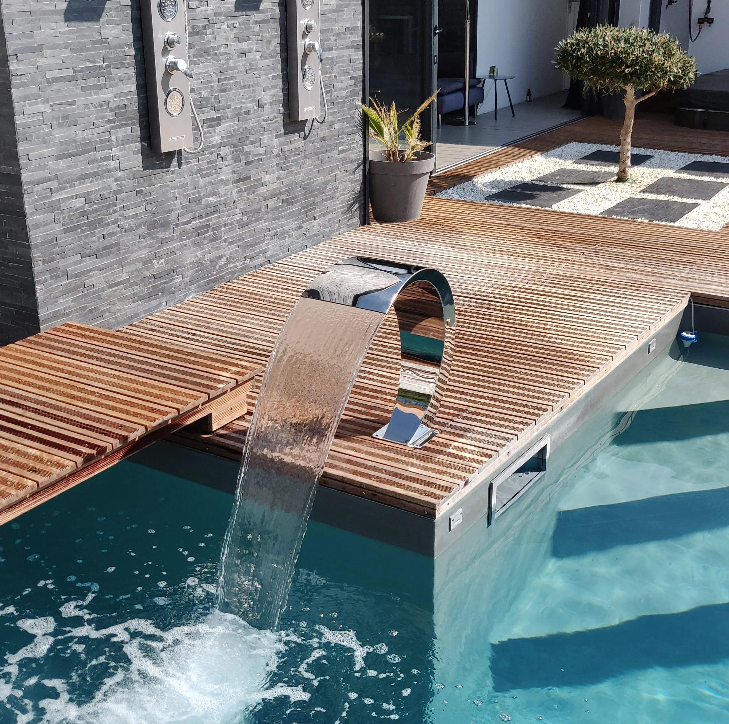 CASCADES-INOX Fontaine Piscine Bassin Cobra 65cm
