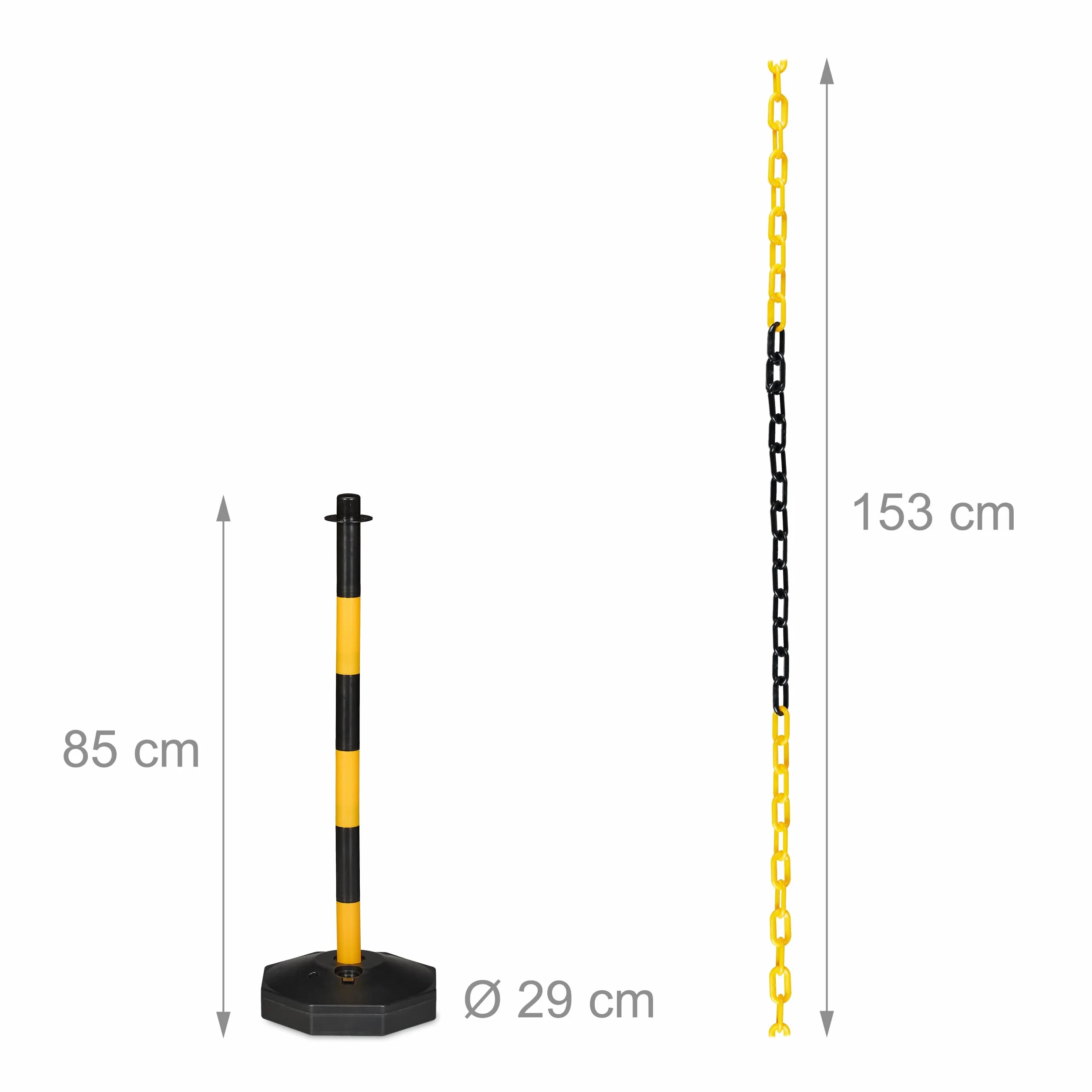 Relaxdays Poteau de signalisation Lot de 4 85x29 cm Parking Plastique Jaune/Noir
