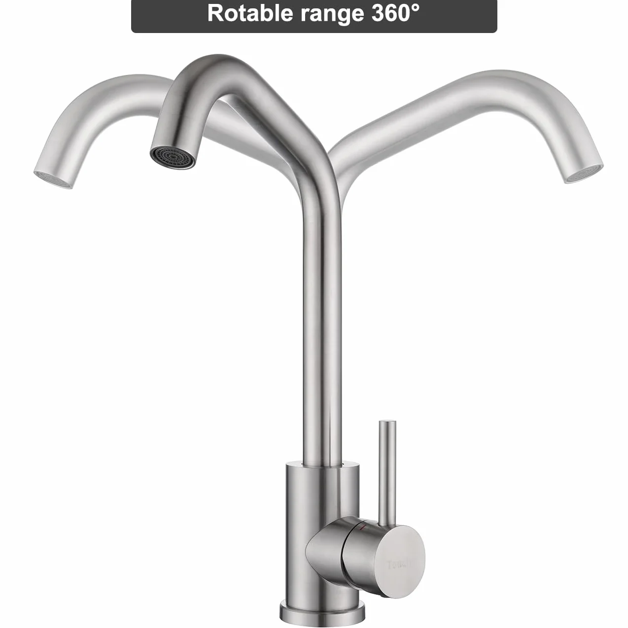 Robinet Cuisine Acier Inoxydable Brossé Mitigeur Evier Haute Pression Pivotant 360° Eau Chaud Froid Cartouche Céramique
