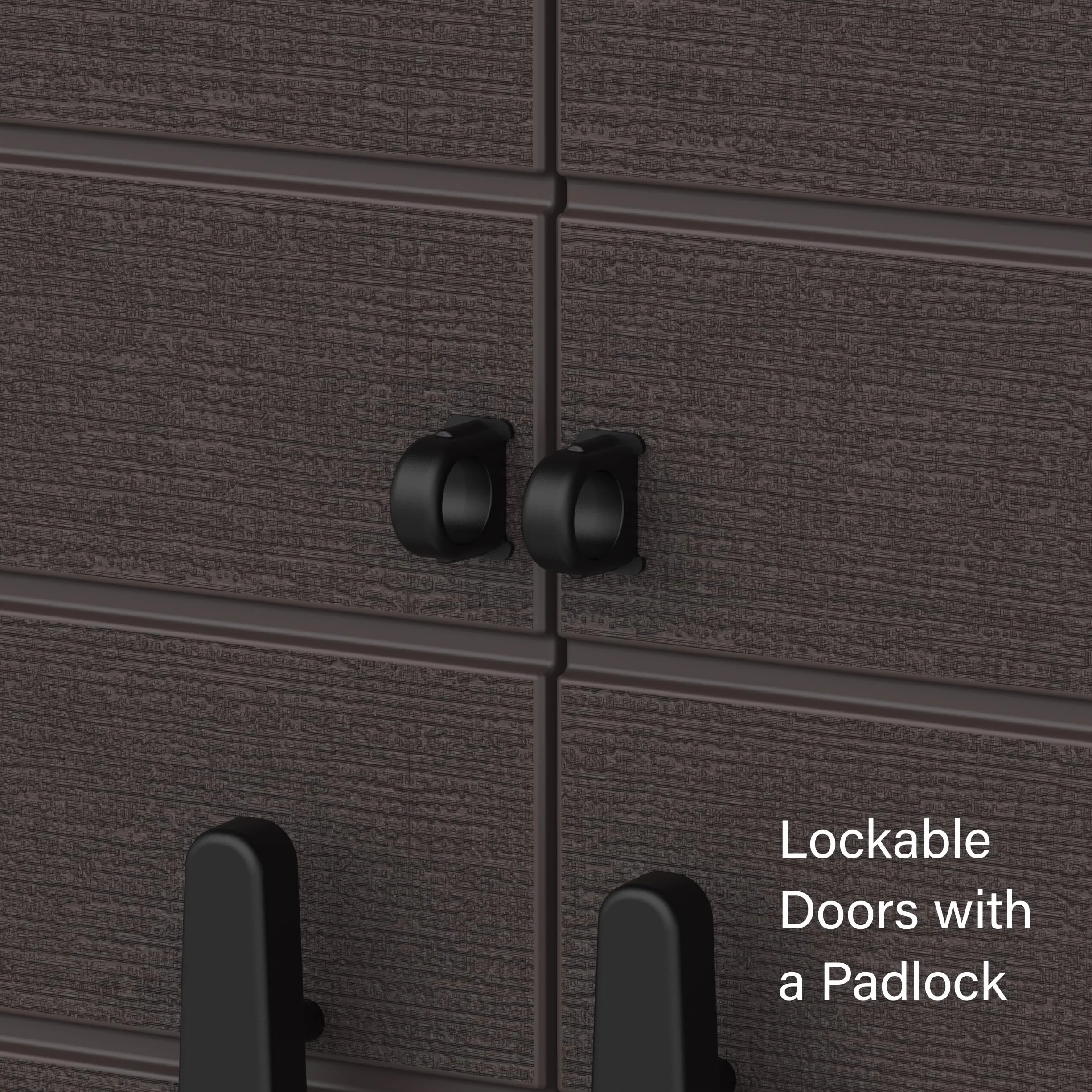 Duramax Cedargrain Short Plastic Vertical Storage Cabinet 2 Door with Shelves Outdoor Lockable Water Resistant Brown
