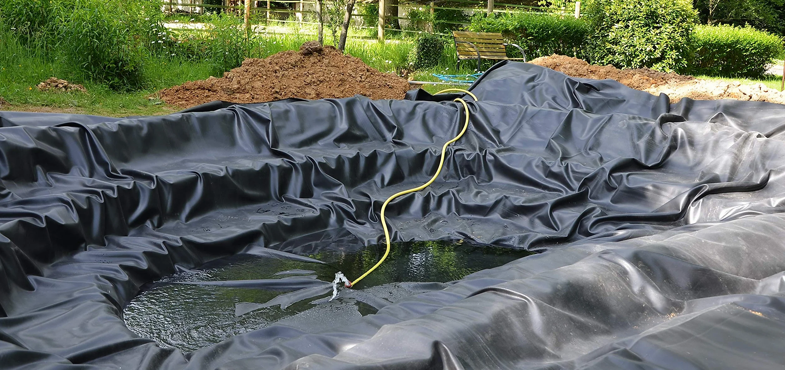 Bâche de bassin PVC 3m x 8m 1.0mm noire pour bassin de jardin