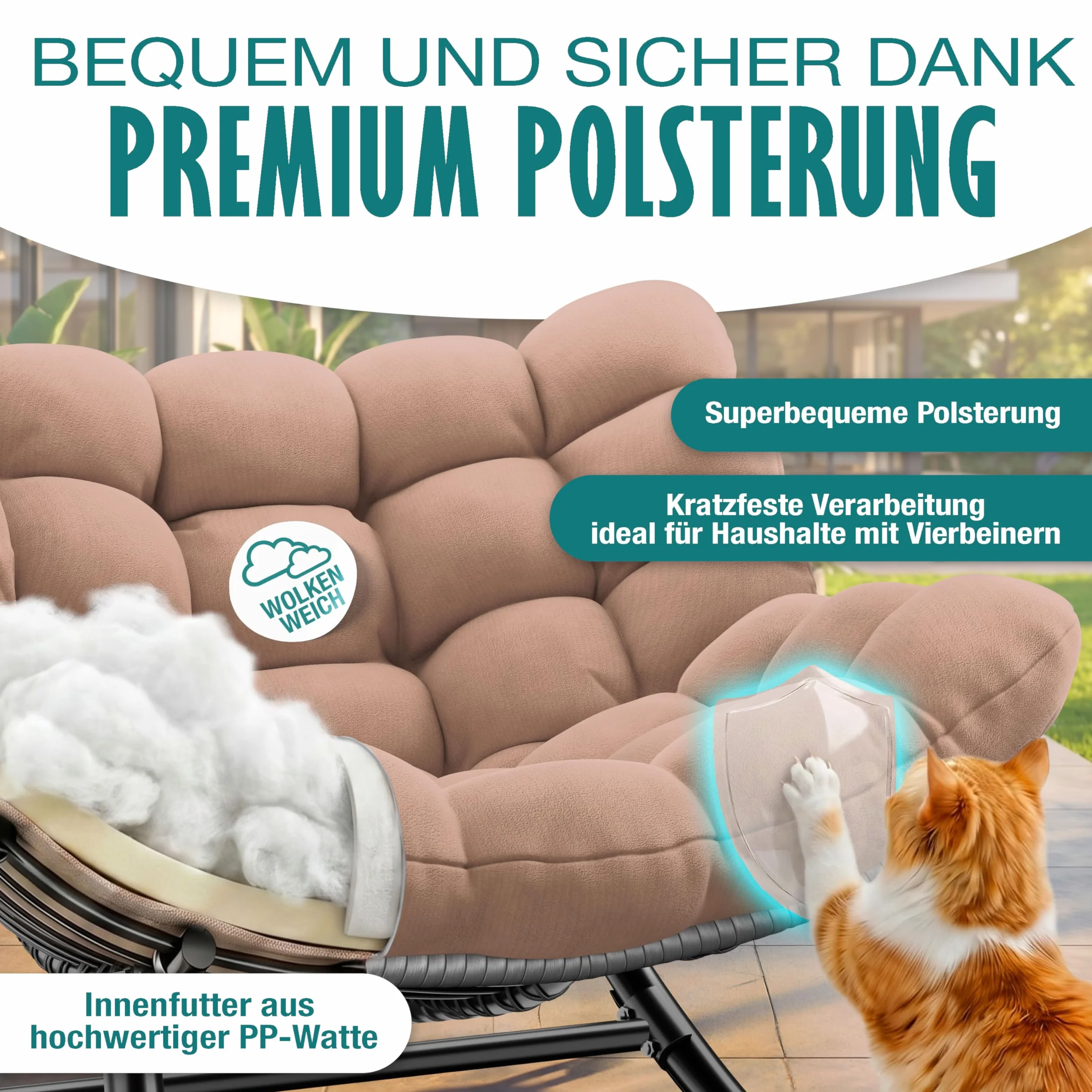 KESSER Fauteuil à Bascule pour l'intérieur et l'extérieur - Charge maximale : 120 kg - Fauteuil de Relaxation avec Pieds antidérapants - Résistant aux intempéries (Taupe, XXL Chillexer Pro)