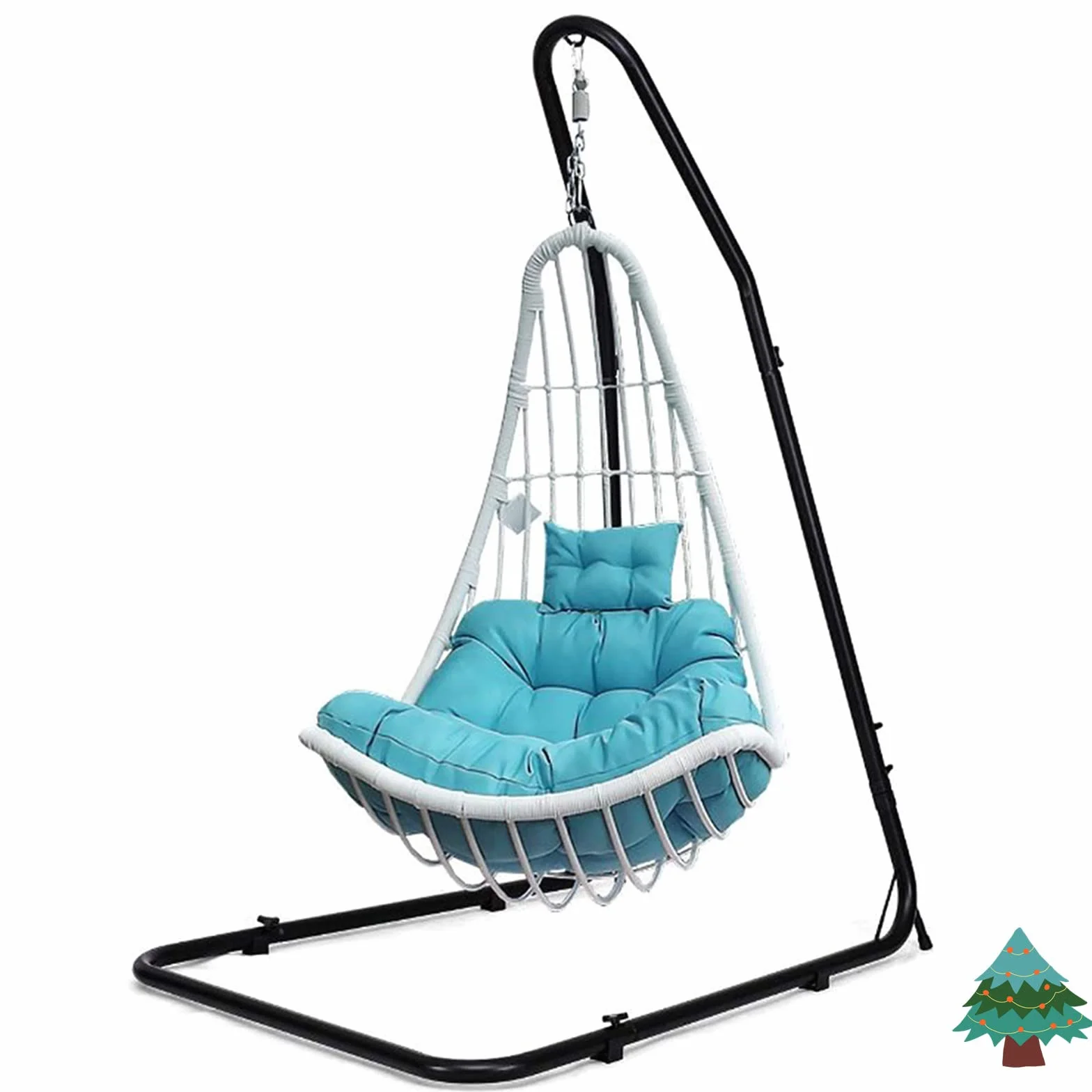 Support pour Hamac en Acier Réglable 135x115x200cm Noir