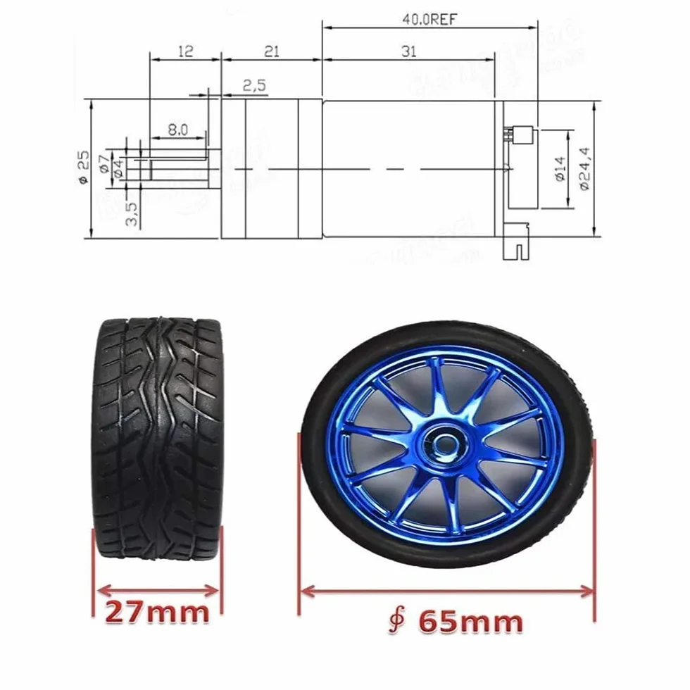 DollaTek 25GA370 DC 6V 130rpm motoréducteur avec support de montage