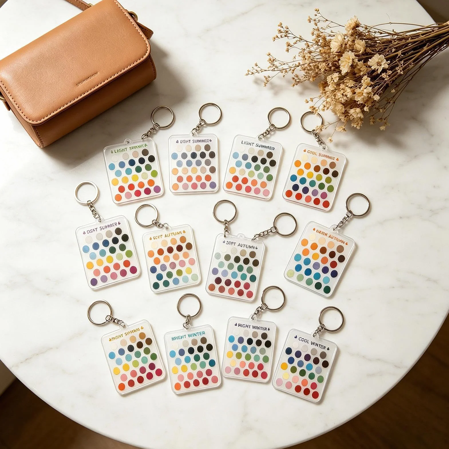 Cartes de palette de couleurs acrylique 12 pièces – Guide de garde-robe saisonnier portable, échantillons de style professionnels