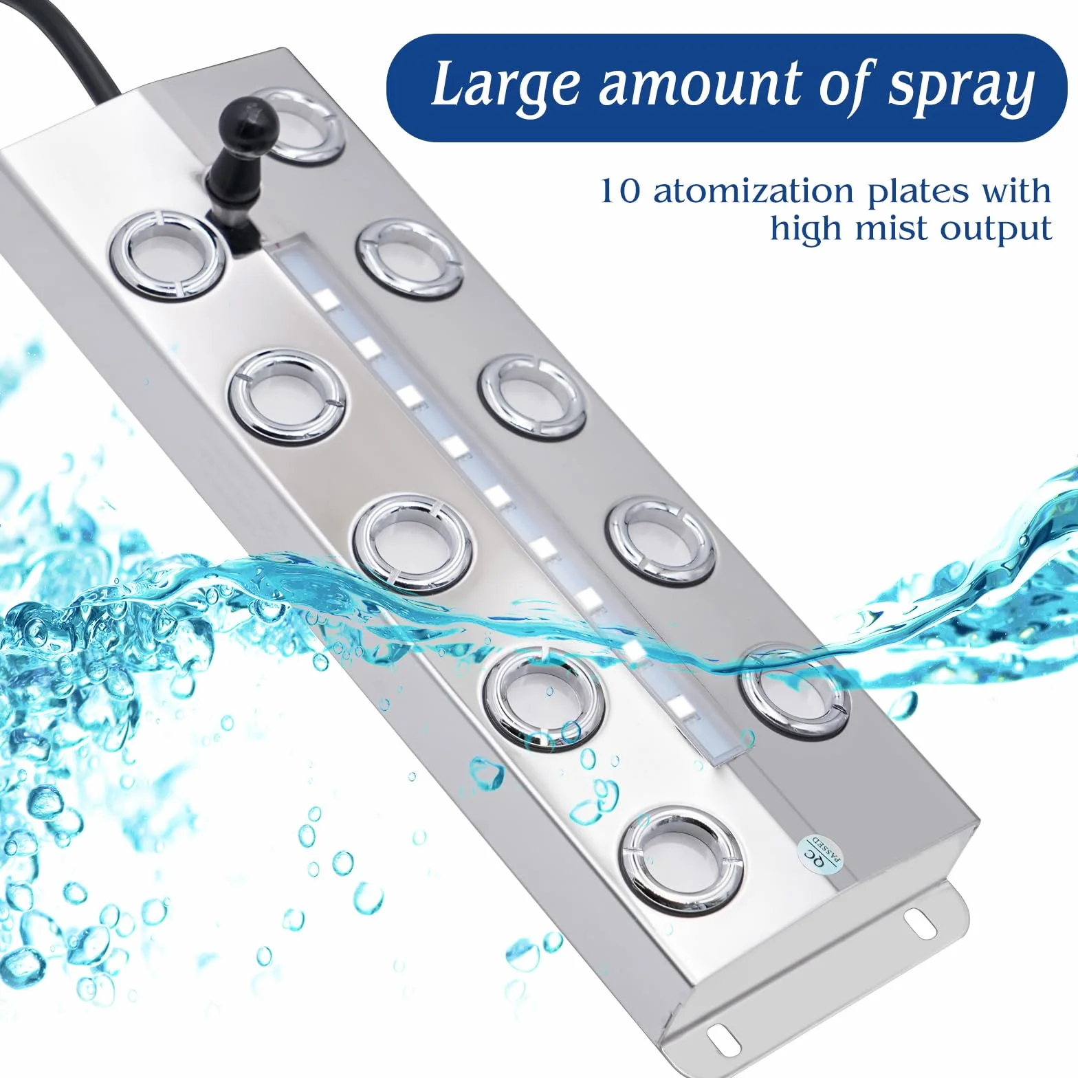Brumisateur À Ultrasons en Métal 7L/H Greenhouse Fogger Humidifier avec 10 LED Colorées Alimentation 400w