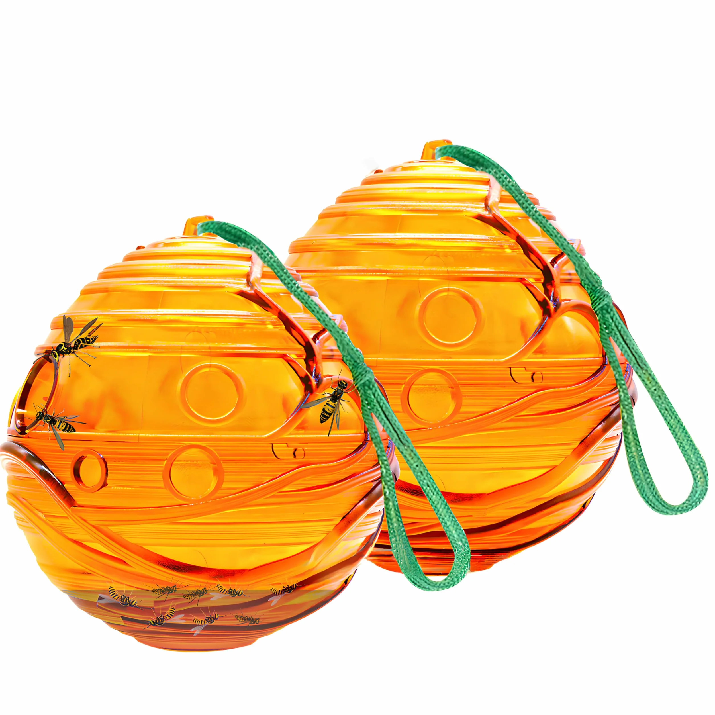 Lot de 2 pièges à guêpes sphériques – Imperméable à l'eau, attrape-frelons, attrape-abeilles, piège à mouches, anti-mouches écologique pour extérieur et intérieur, réutilisable et facile à nettoyer