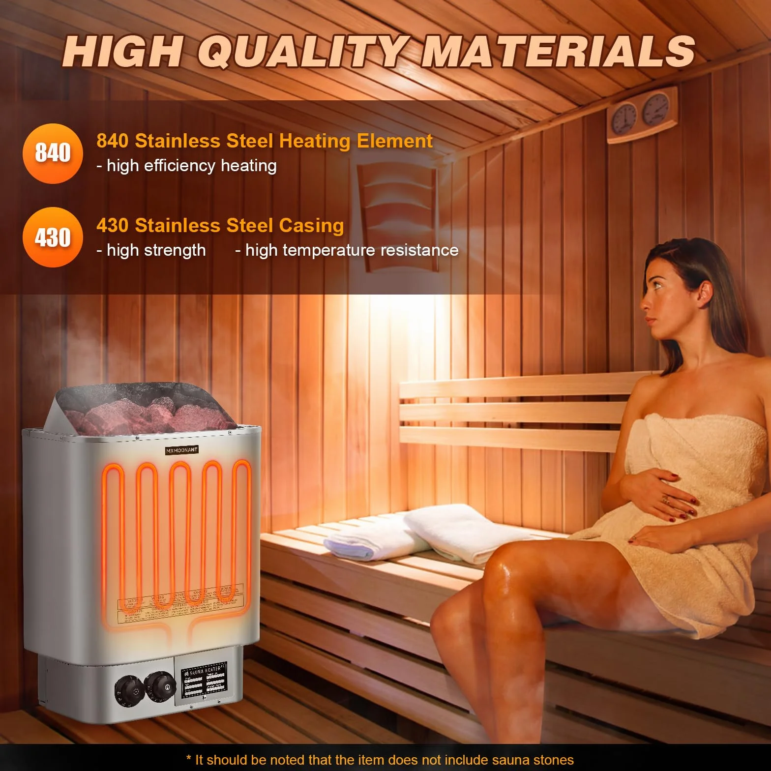 Mxmoonant Poêle Électrique pour Sauna 6KW Max 9 m³ avec Hygrothermographe