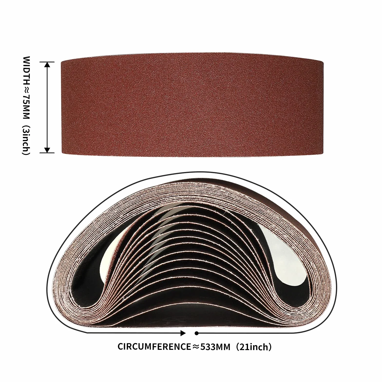 Bandes Abrasifs 75x533 mm 40 Grain 8 Pièces Ponceuse à Bande Ponçage Polissage