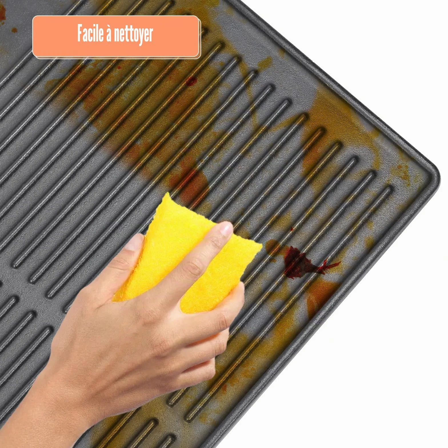 Denmay Plaque de cuisson en fonte 41,5 x 27,5 cm pour barbecue au charbon de bois