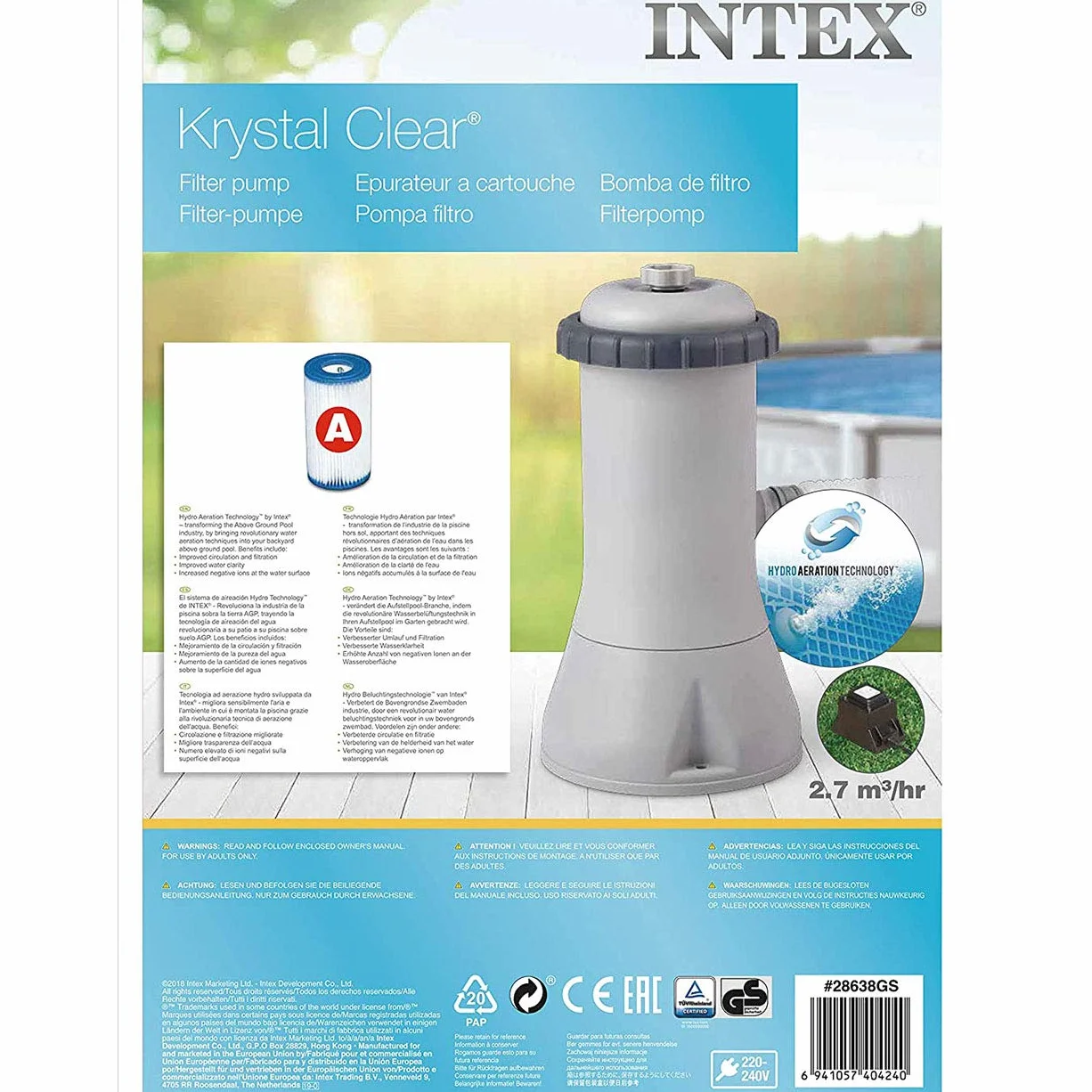 Intex épurateur à Cartouche C1000 2,7m³/h