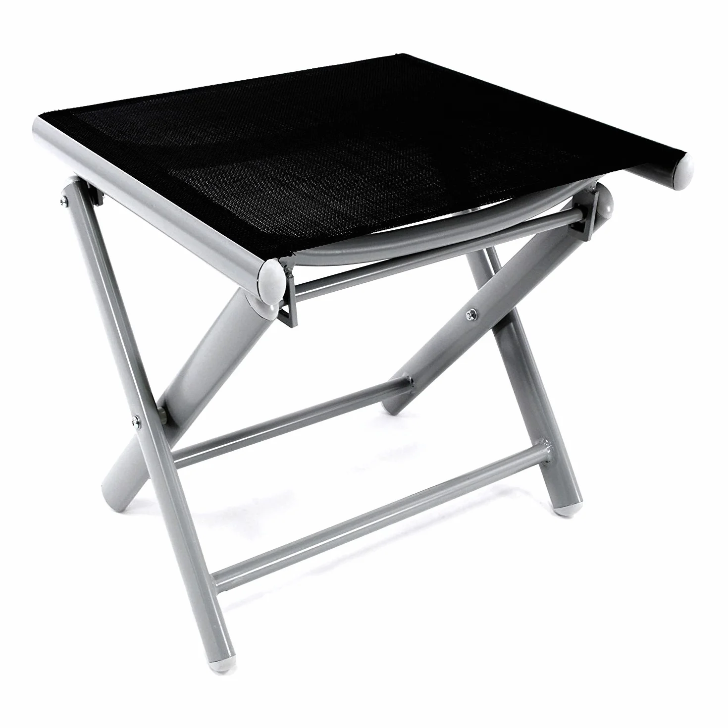 Mojawo Tabouret de Jardin Pliable en Aluminium résistant aux intempéries Argenté/Noir