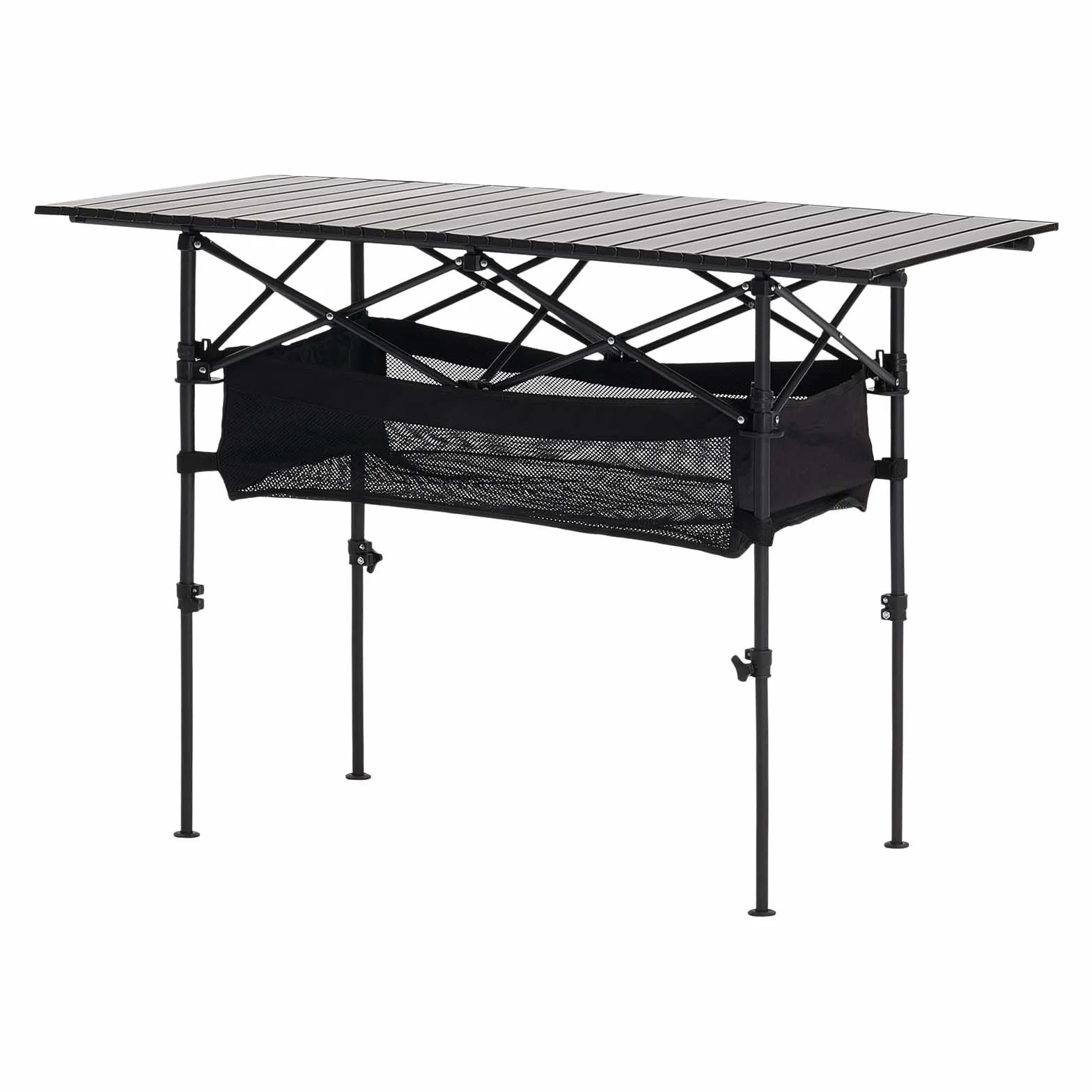 VEVOR Table de Camping Pliante 120x55 cm Aluminium Hauteur Réglable Noir