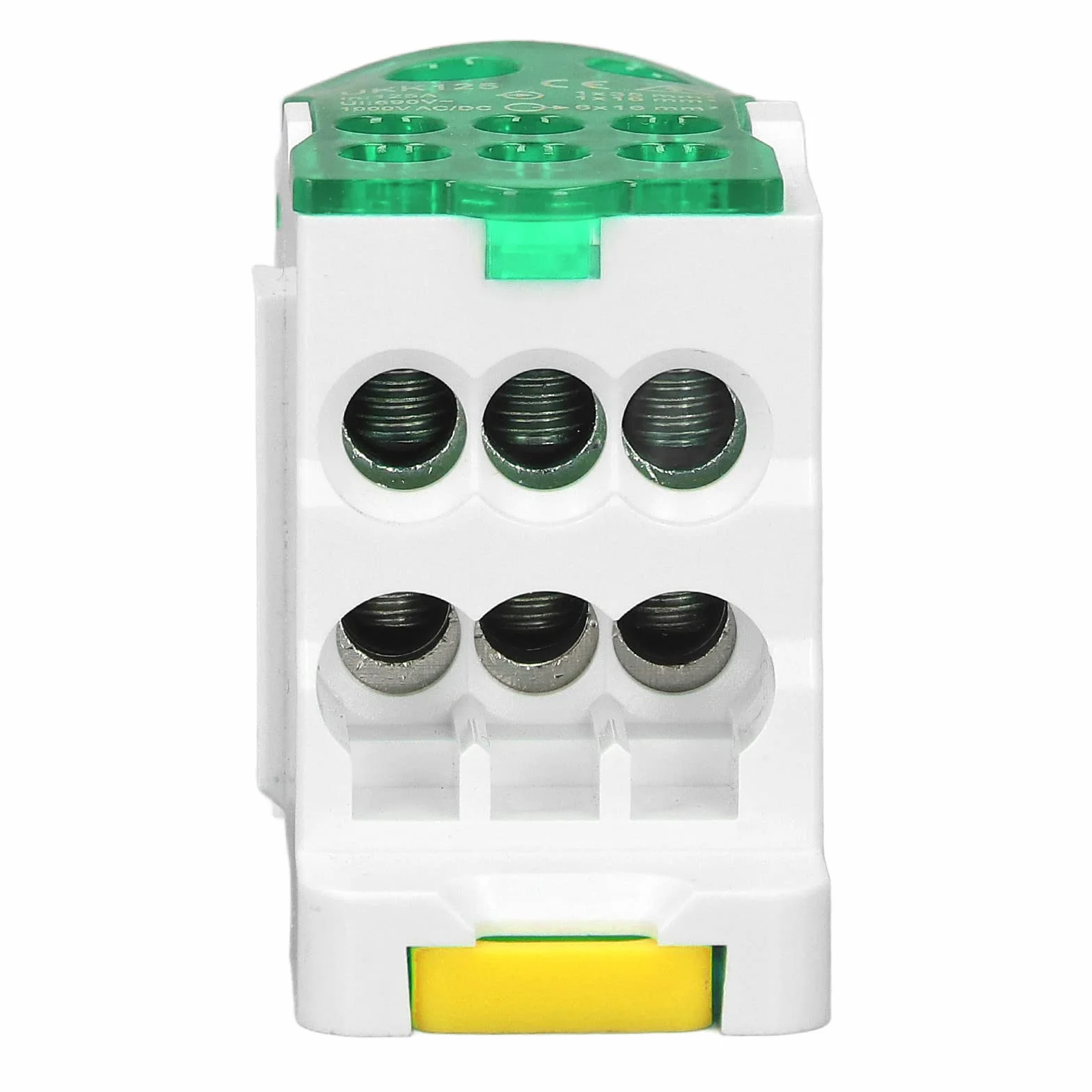 Boîte de Distribution Rail DIN 690V 125A Bornier Électrique Ignifuge PA66 Vert