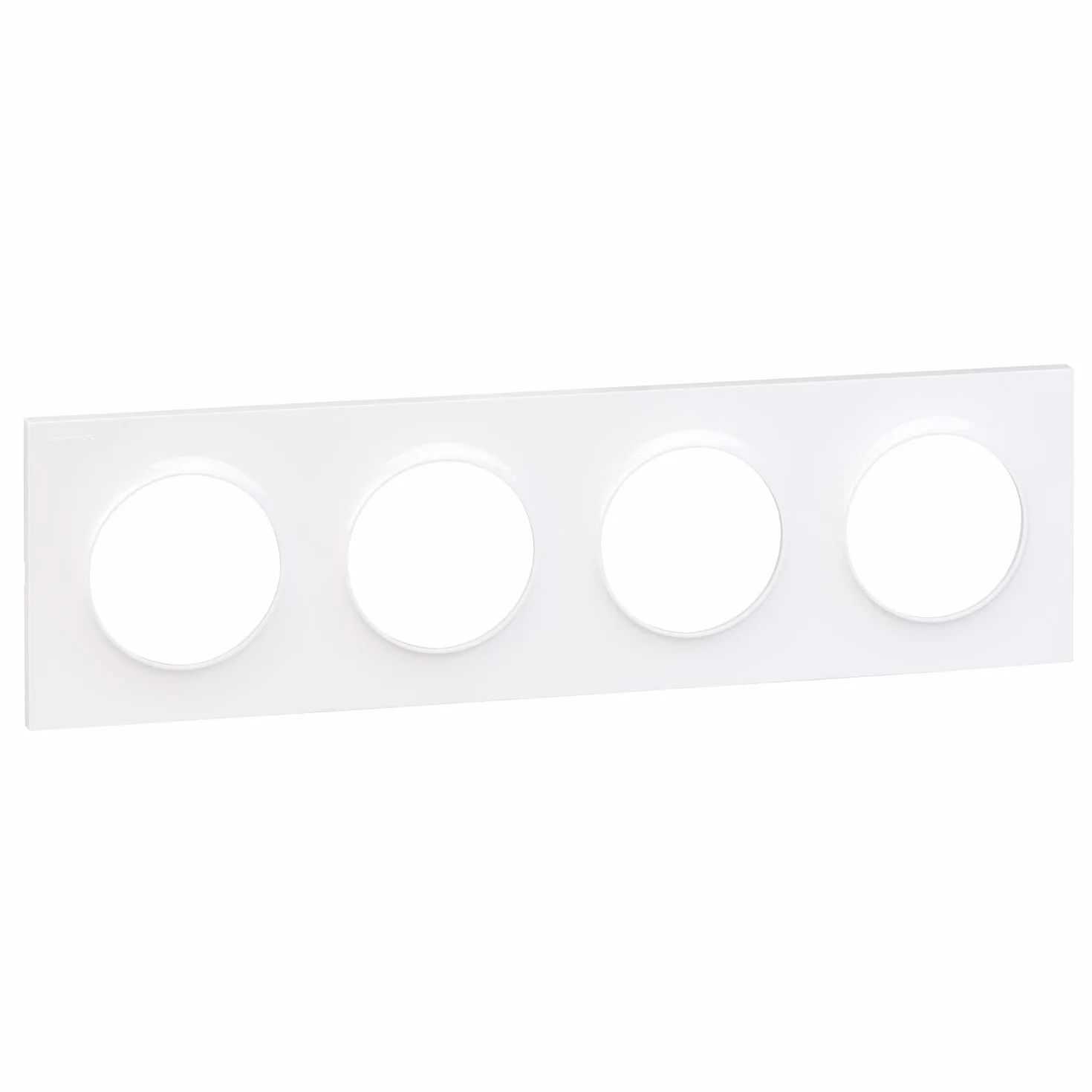 Schneider Electric Odace Styl plaque Blanc 4 postes horizontaux verticaux entraxe 71mm