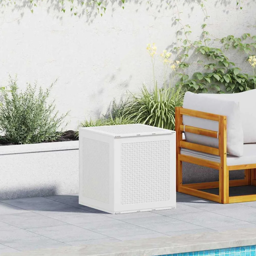 vidaXL Boîte de Rangement Blanc 55 x 53 x 57 cm Polypropylène, Jardin et Terrasse, Rangement Moderne, Meuble Résistant, Boîte Outdoor, Organisateur Contemporain