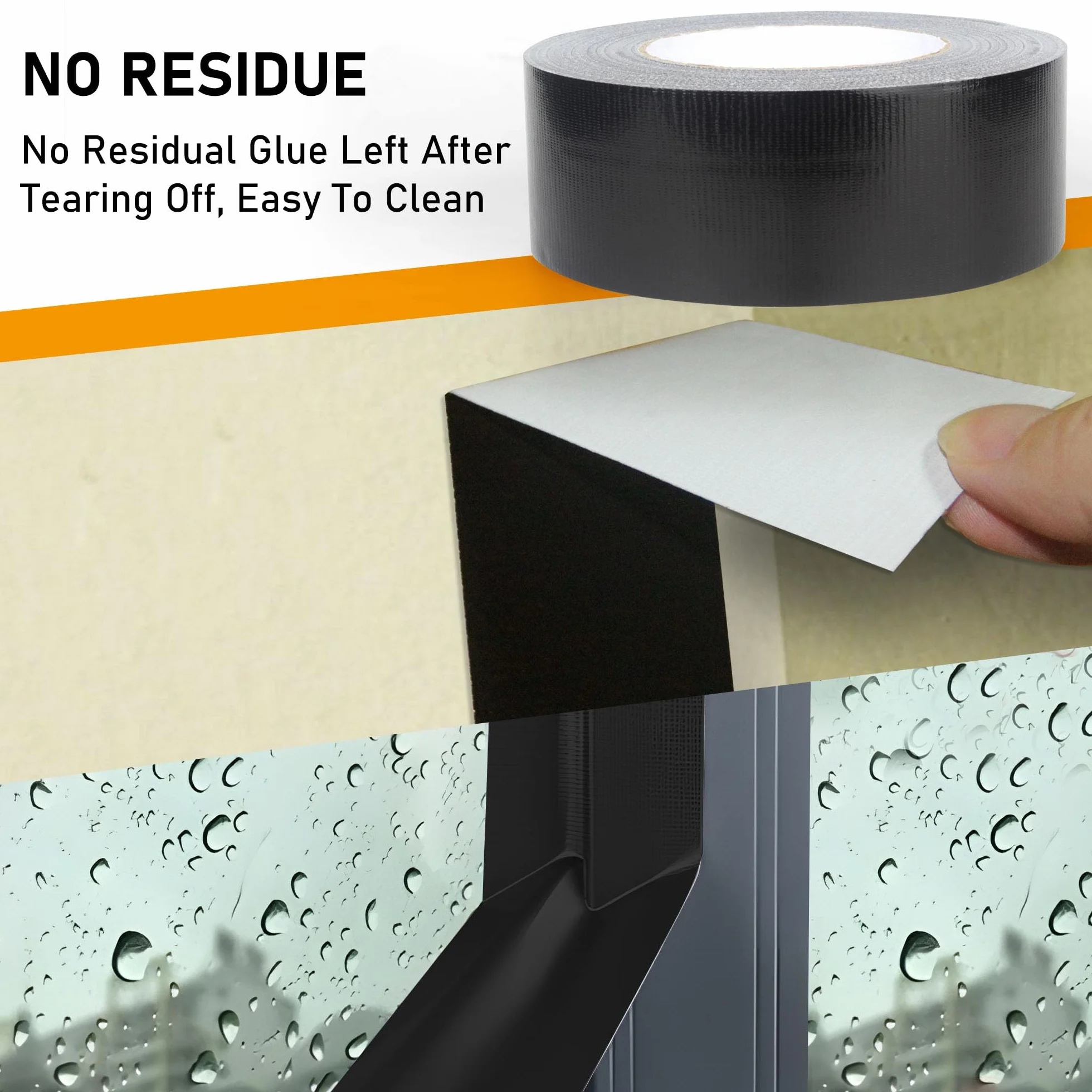 Ruban Adhésif Toilé Noir 50mm x 50m 220μ Gaffer Tape Imperméable Bande de Réparation