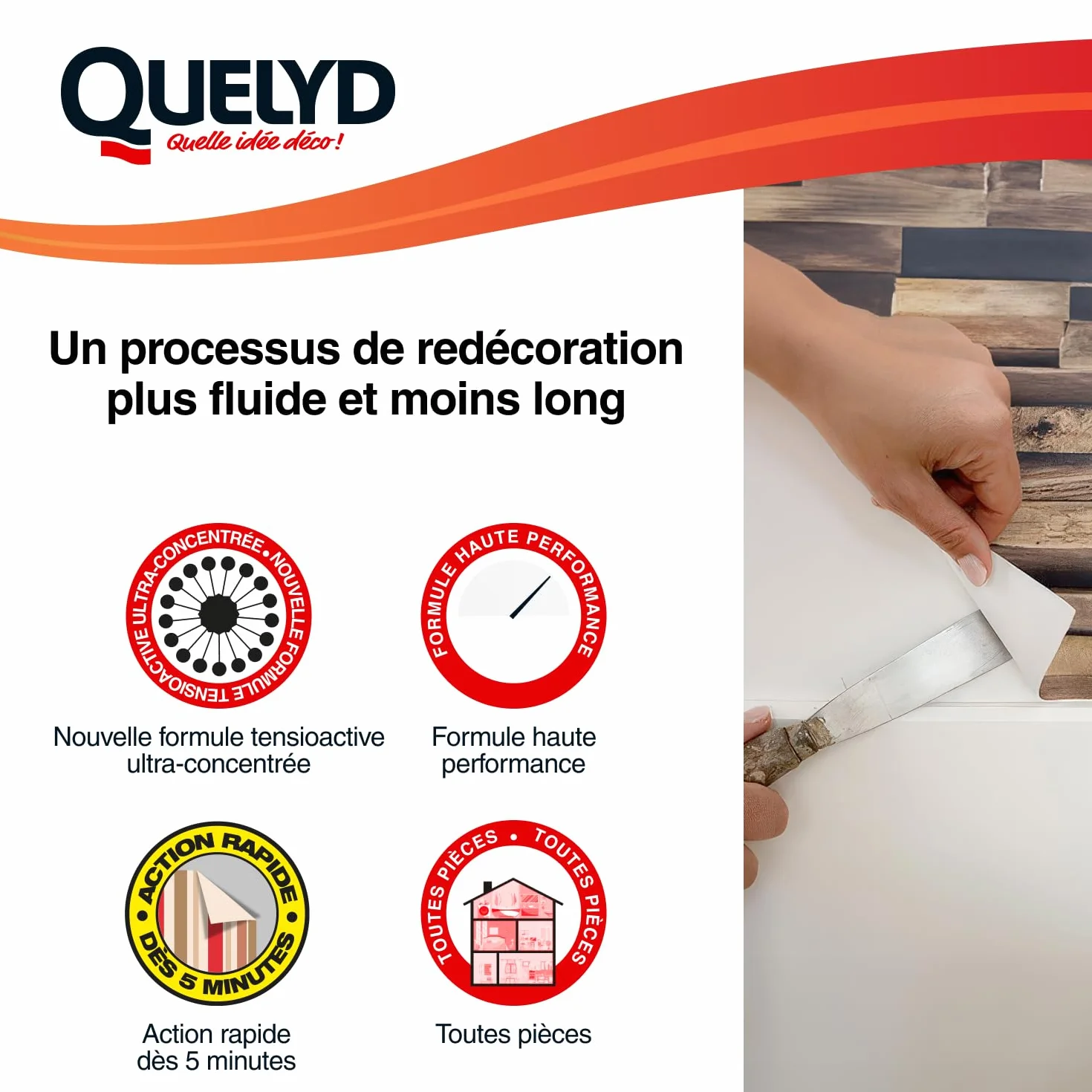Quelyd Décolleur Papier Peint Dissoucol 500 ml (280 m²) – Efficace en 5 Minutes