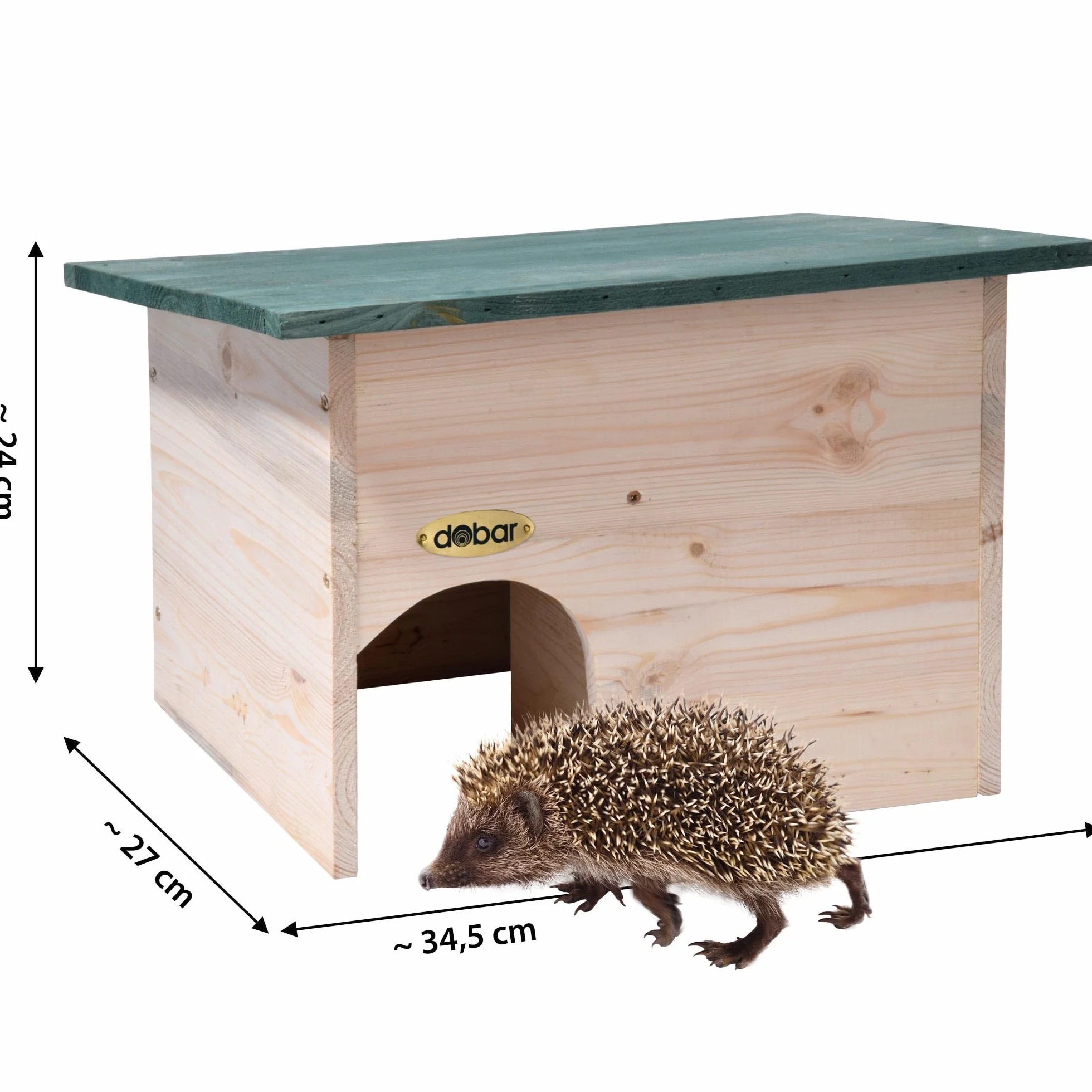 dobar Kit de Montage de Maison pour hérissons, Toit résistant aux intempéries avec SAS, 34.5 x 24 x 27 cm, Vert