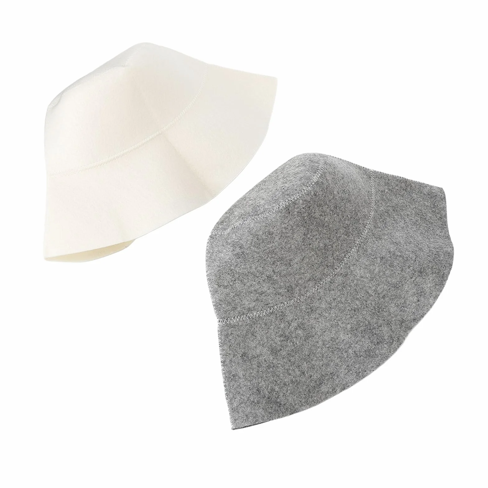 Chapeau de Sauna Anti-chaleur, 2 Pièces, Gris et Blanc