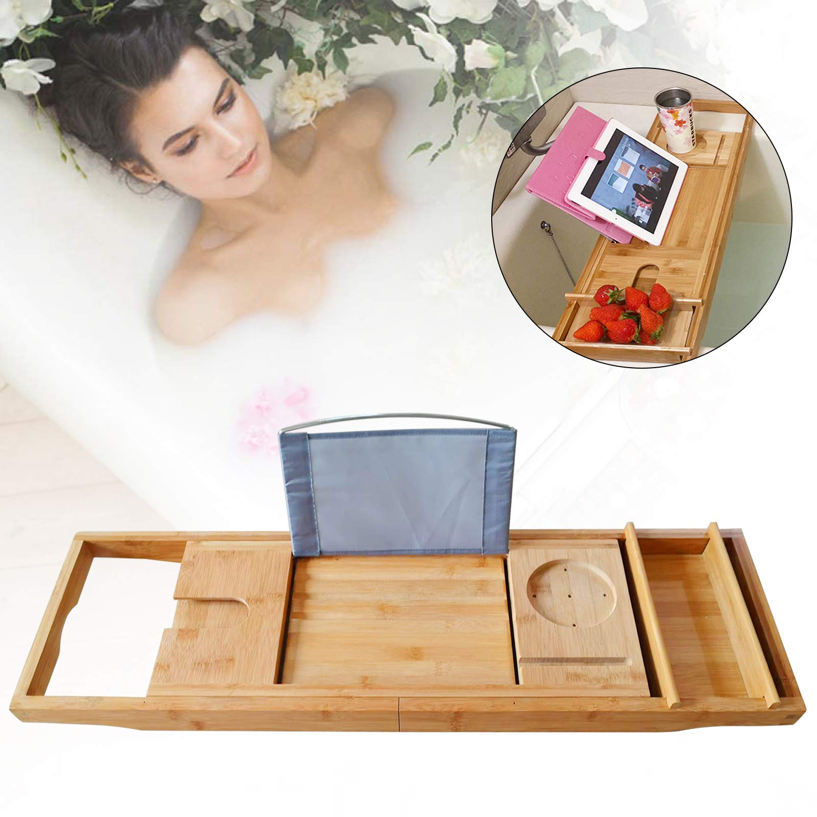 Extendable Bamboo Bath Caddy for Elevated Relaxation