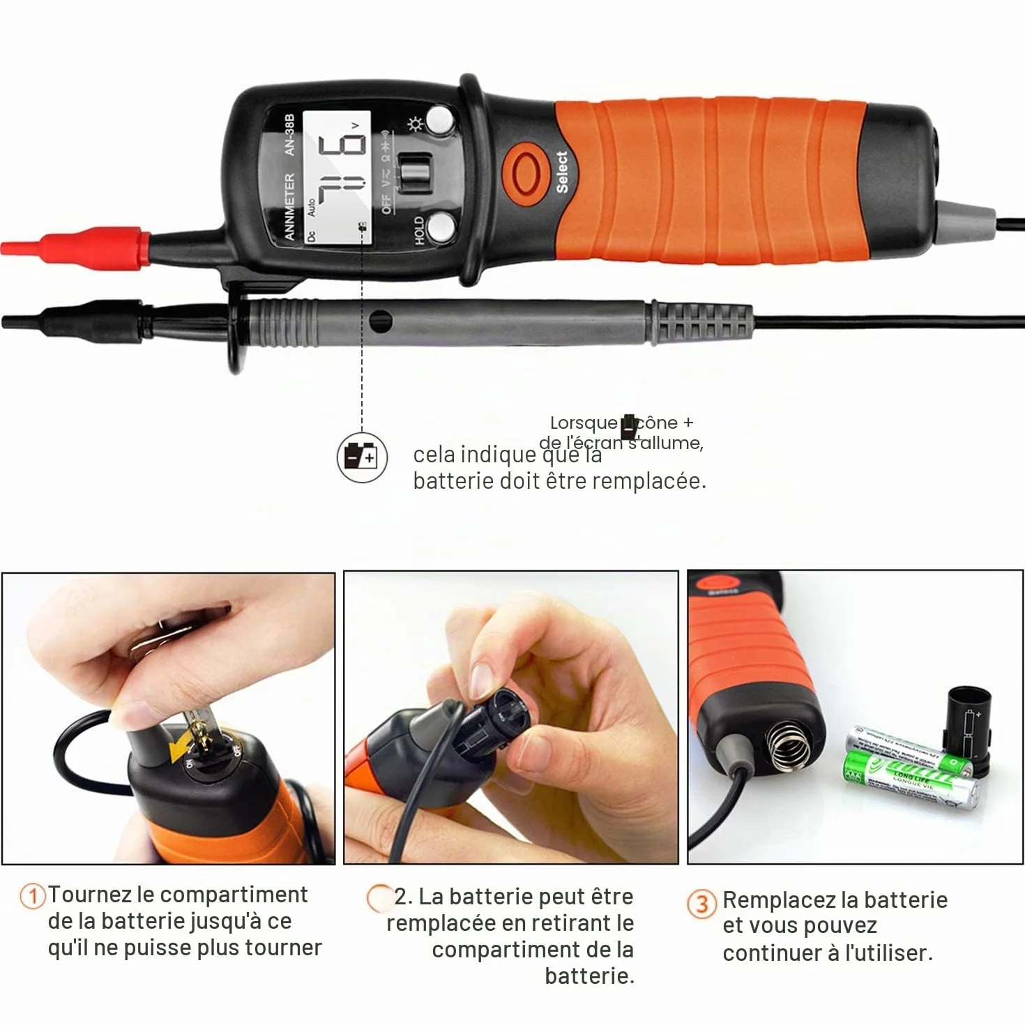 AIOMEST Multimètre Stylo VAT Testeur Électrique AI-38B AC/DC 600V Résistance 20MΩ Test Continuité Diode