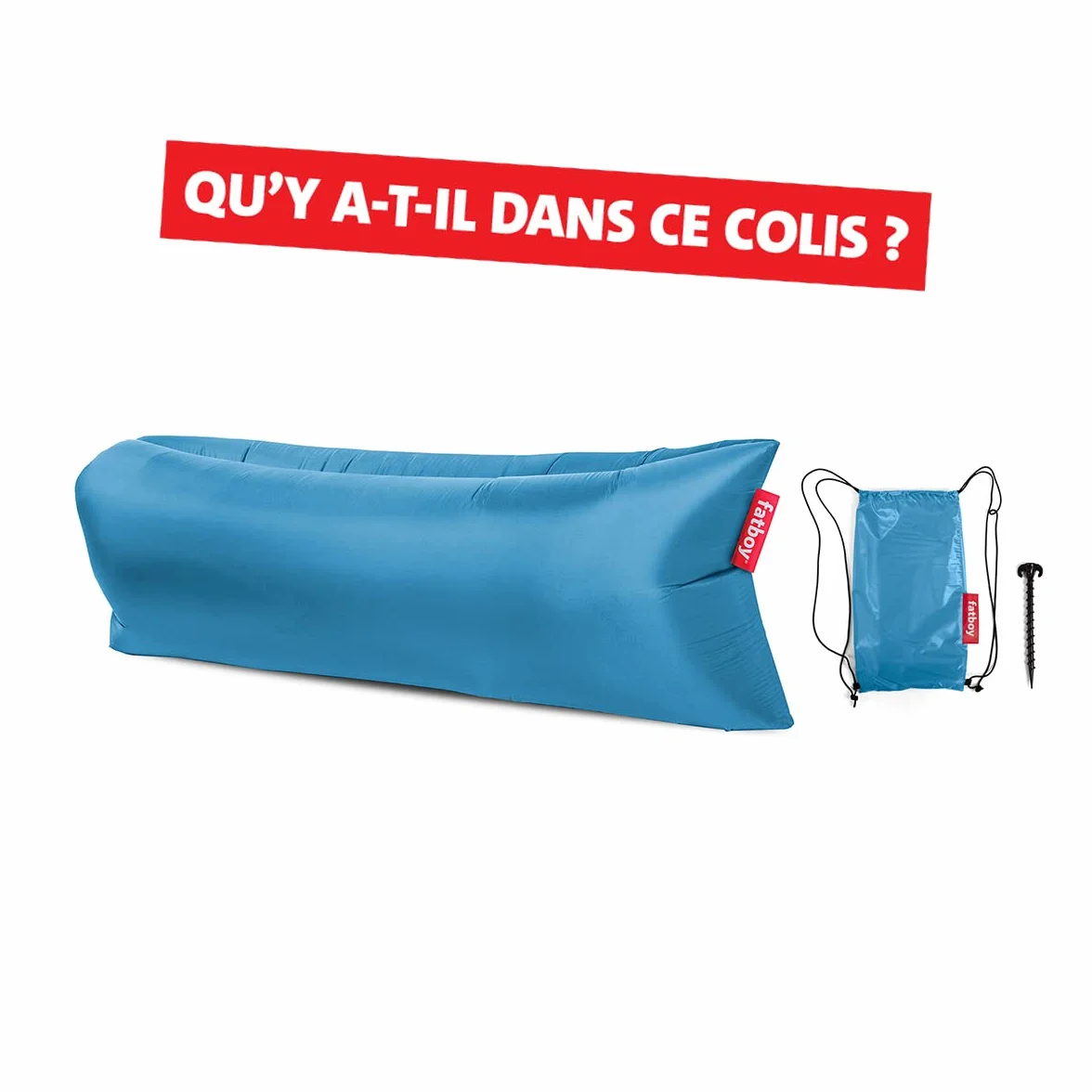 Fatboy Lamzac 3.0 Canapé Gonflable - Sofa pour l'Intérieur et l'Extérieur - Pas de Pompe Nécessaire - Fauteuil Gonflable en Polyester Résistant à l'Eau & aux Salissures - 200 x 90 x 50 cm - Bleu Brume