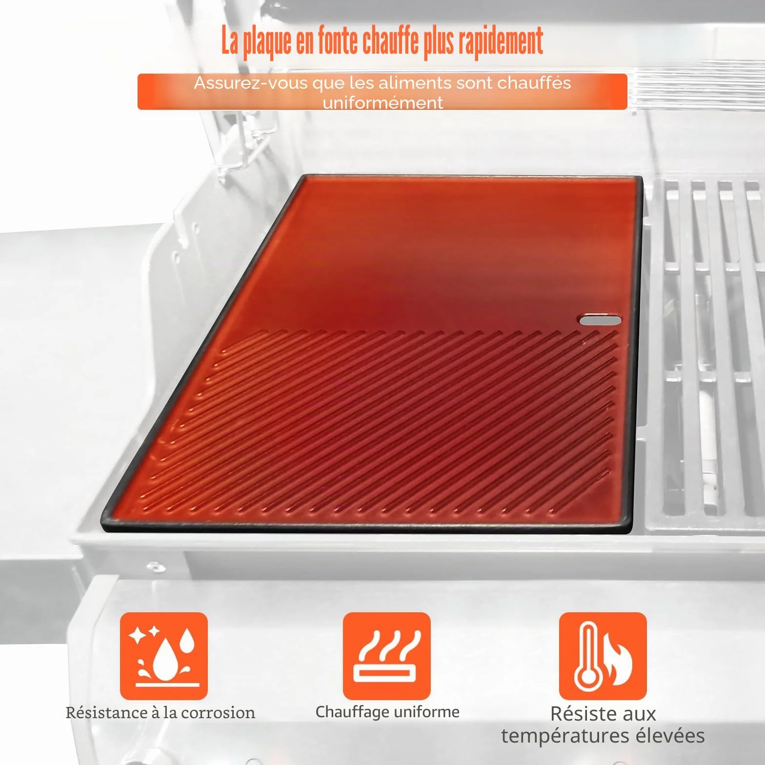 GFTIME Plancha de Plaque Cuisson 43cm x 31cm Fonte pour Landmann Triton 3/4, Enders Boston 4, Monroe PRO 4