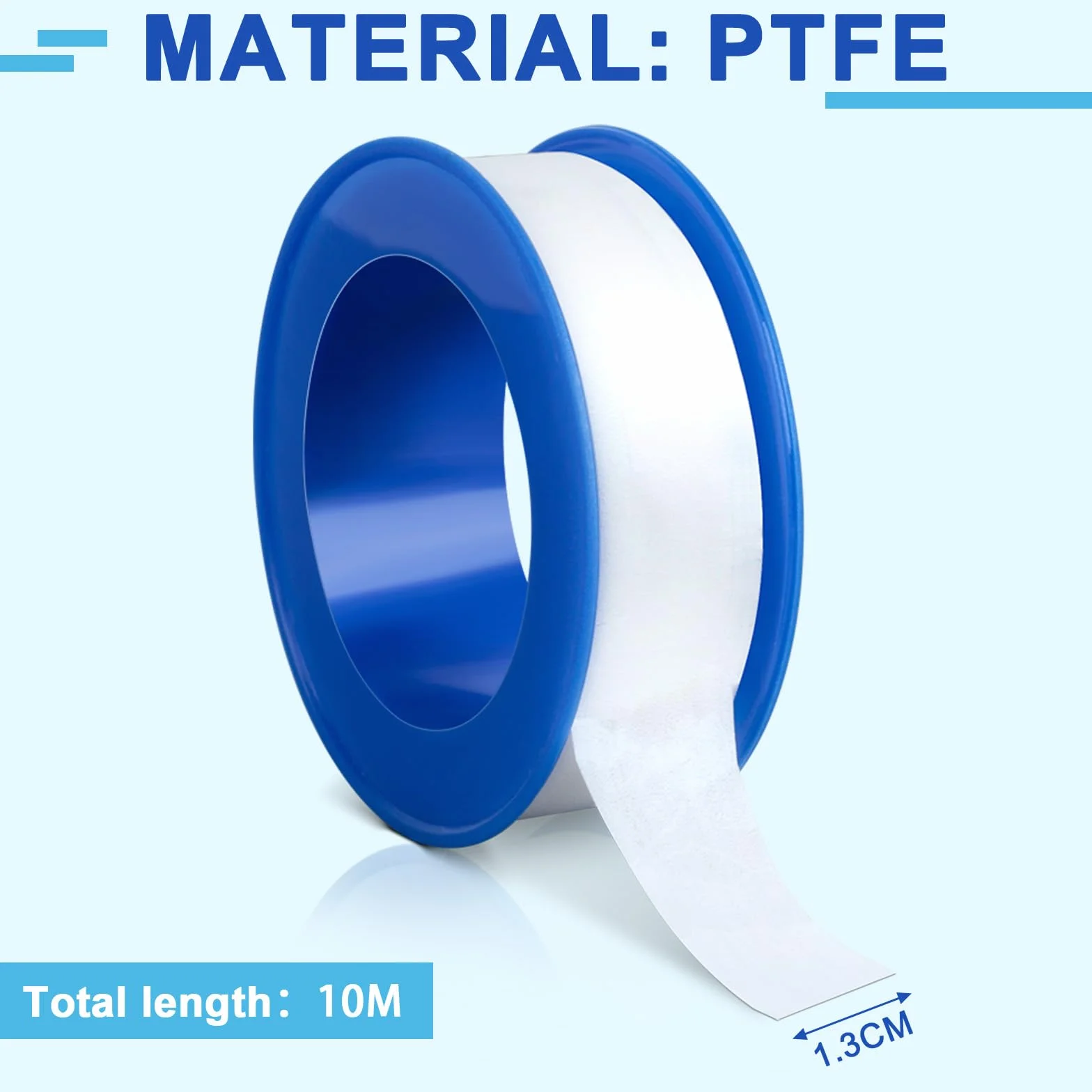 Ruban d'étanchéité en Téflon PTFE 13mm x 10m Lot de 6 Rouleaux Industriel