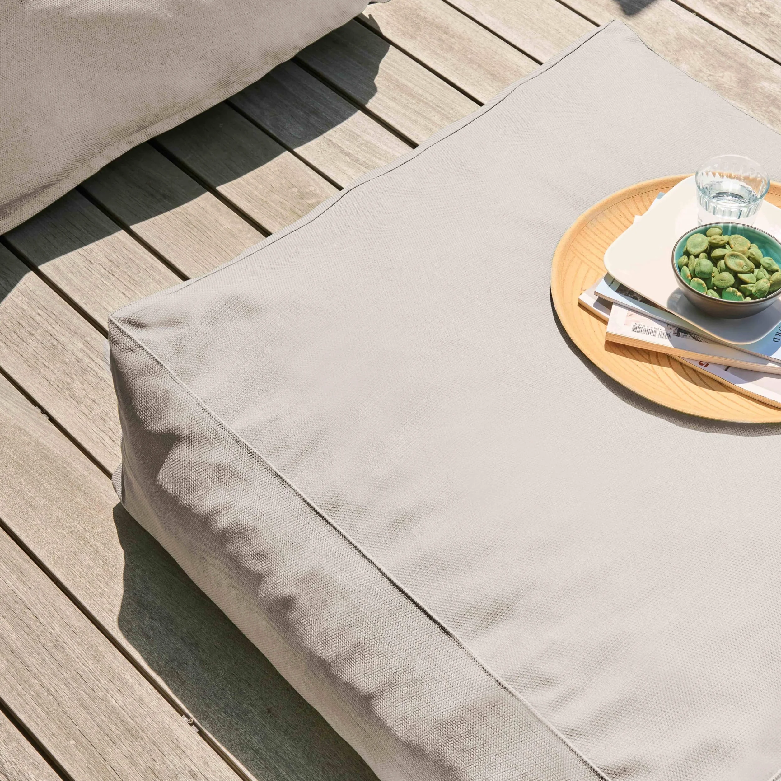 Oviala Pouf de Jardin Beige Canapé Modulable