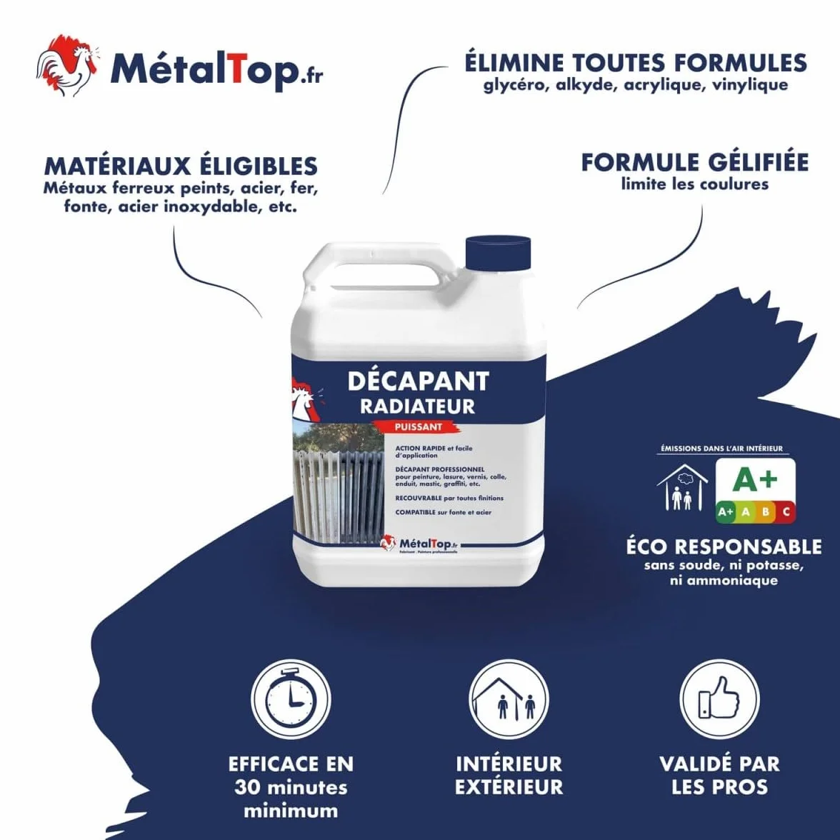 Decapant Radiateur 1 L Metaltop Spécial peintures anciennes vernis revêtements thermorésistants