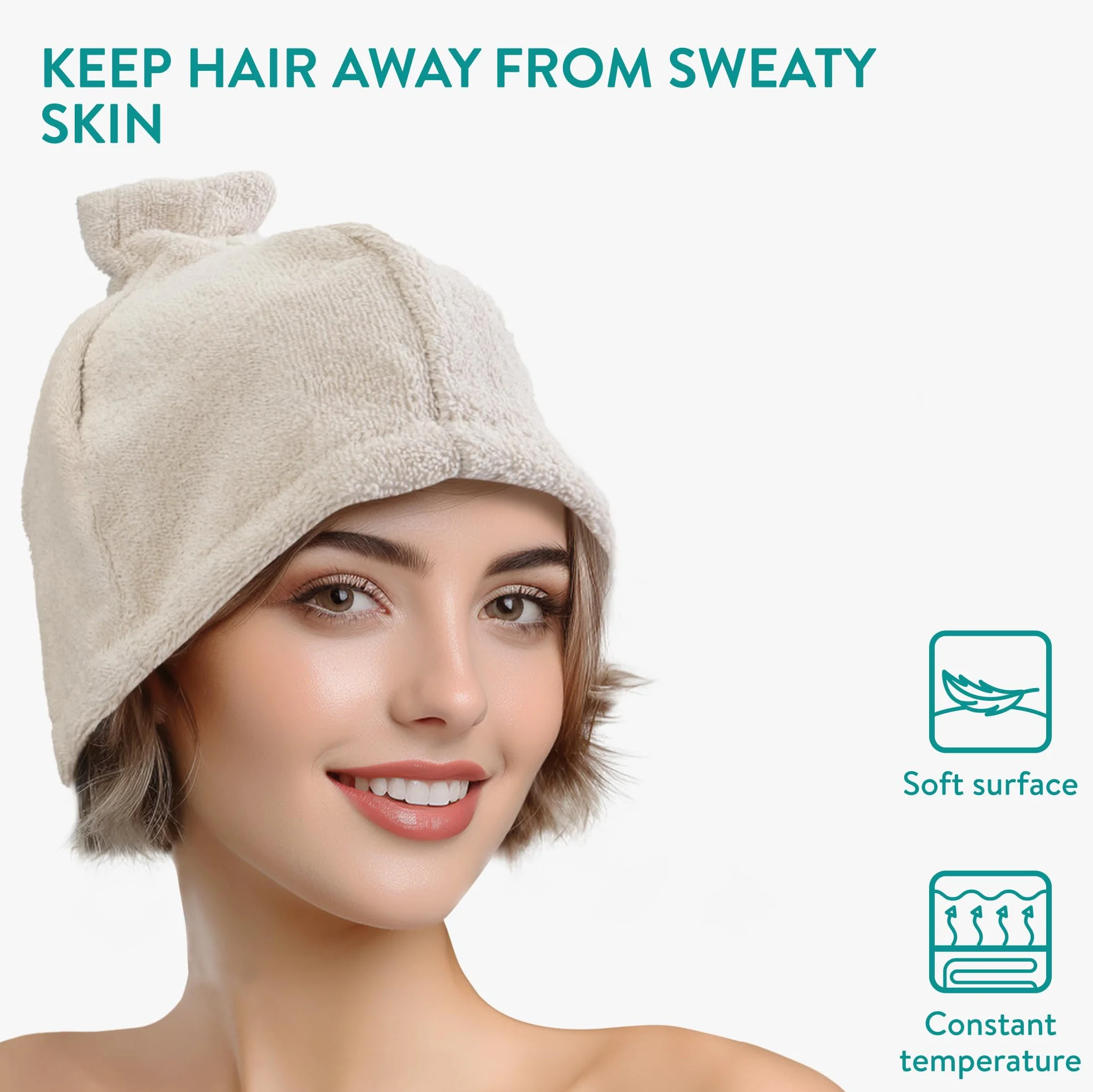 Bonnet de sauna 100% coton éponge 25 x 15 x 3 cm - Accessoire sauna spa hammam résistant à la chaleur