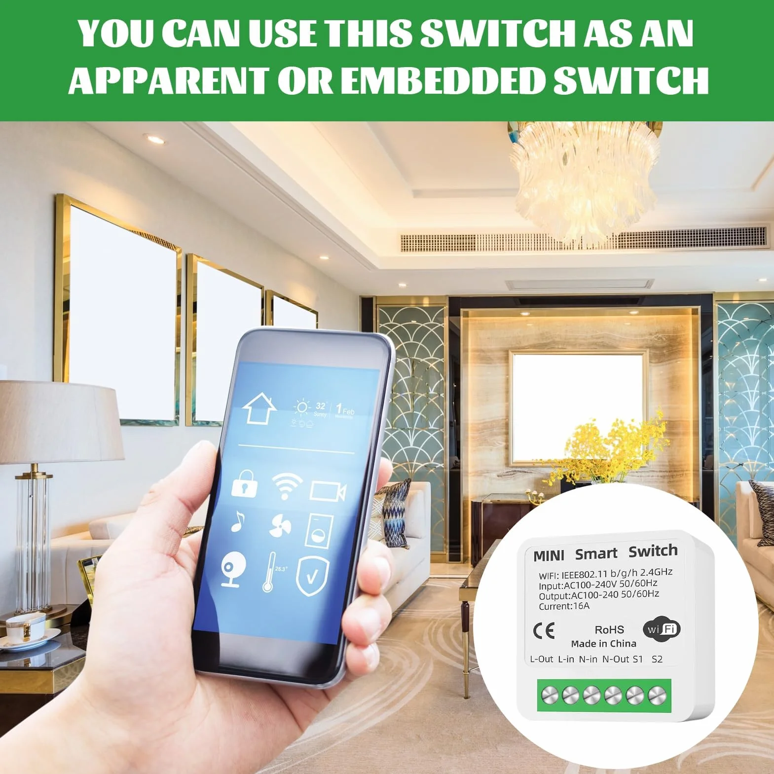Interrupteur Connecté Wifi Intelligent Tuya Smart pour Alexa Google Home