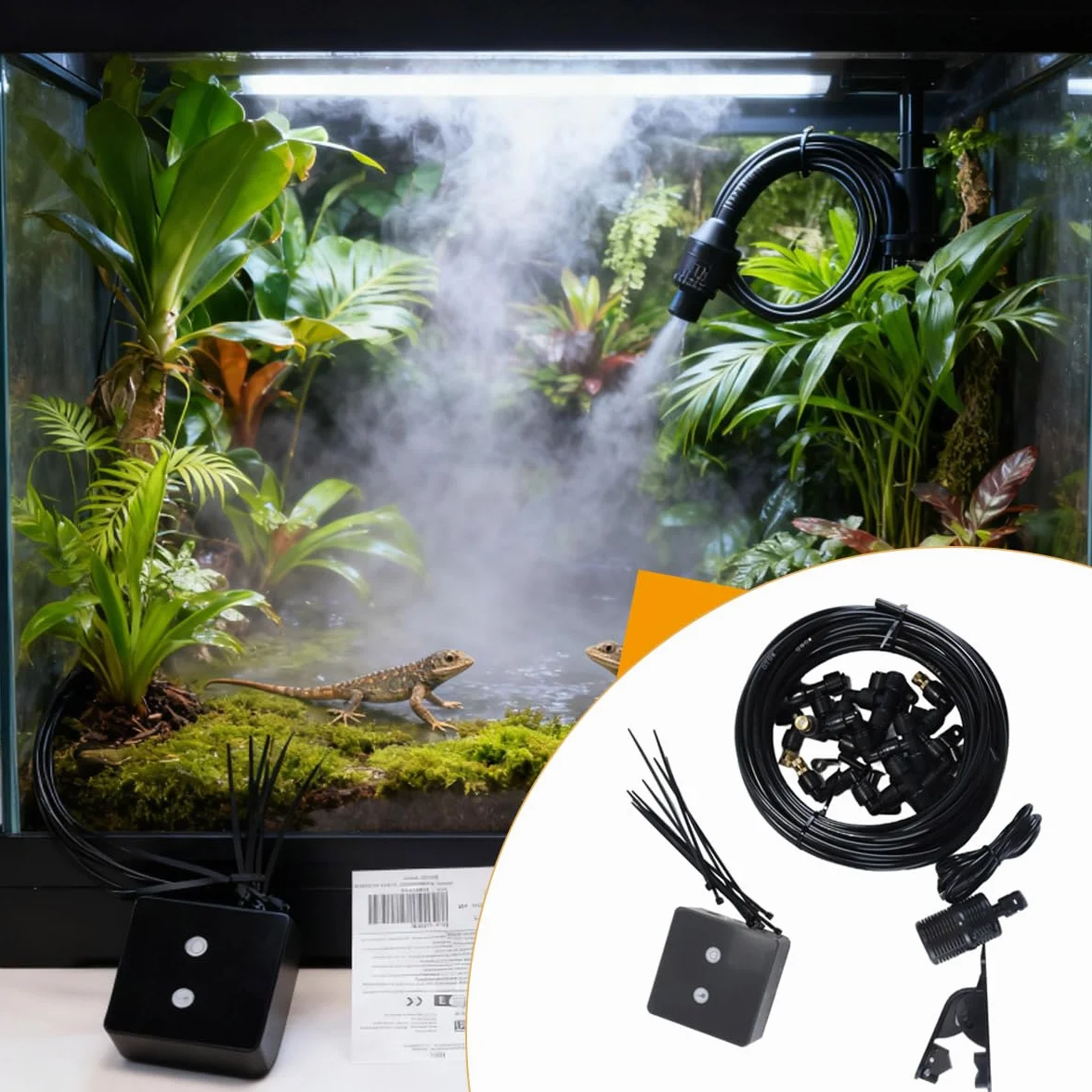 Système de brumisation intelligent 360° 4 buses Wi-Fi minuterie pour terrarium