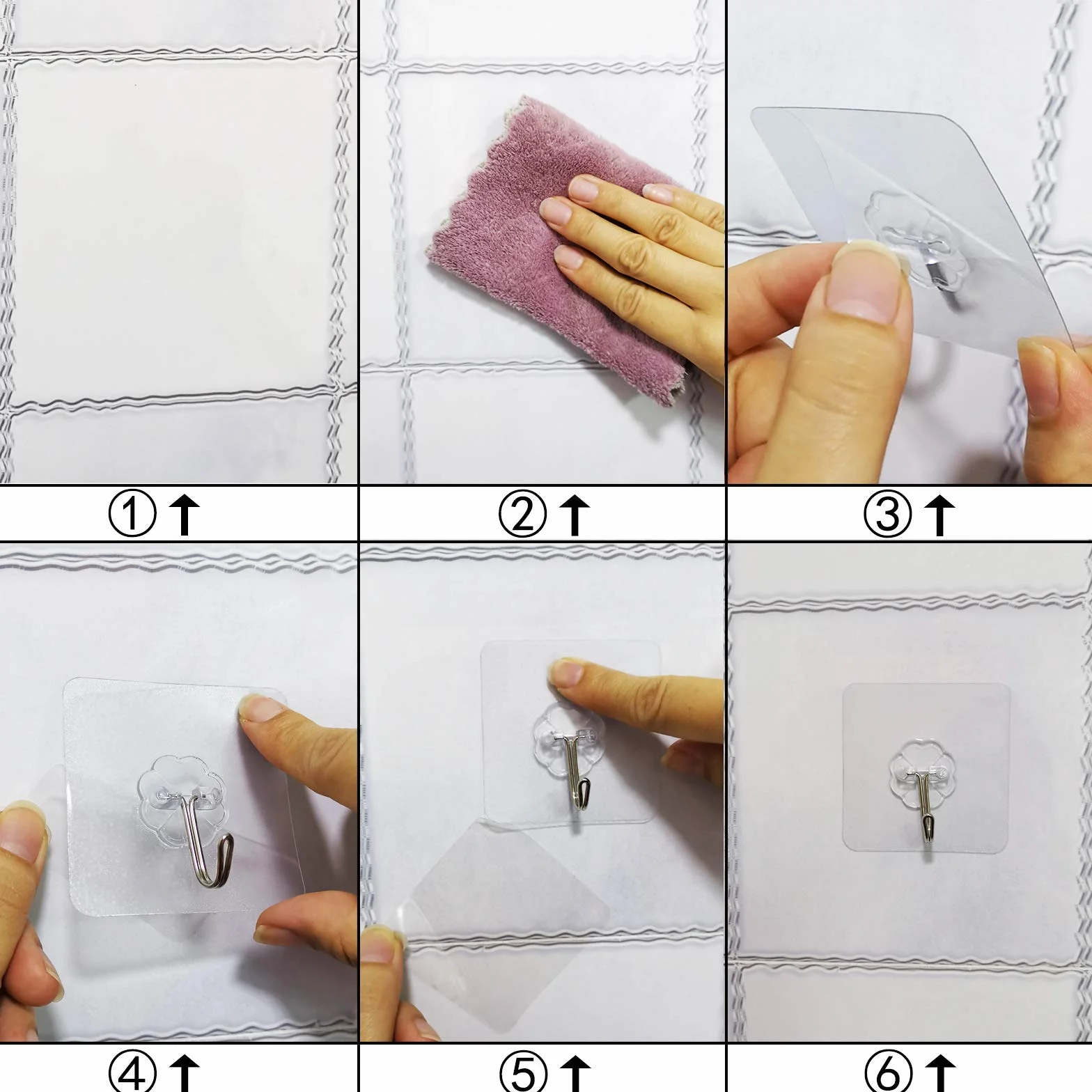 Crochets Adhésifs 70MM Étanches Muraux pour Manteaux 6 Pièces