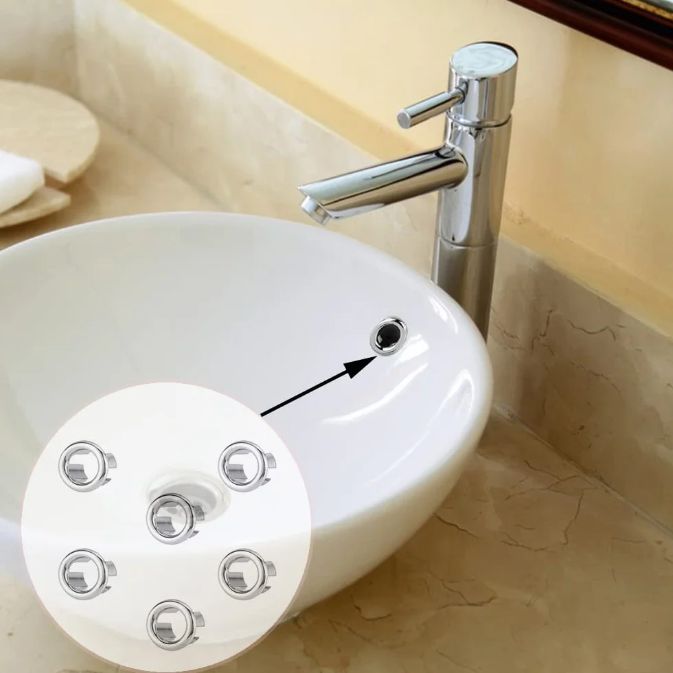 Anneau de Débordement d'Évier 6 Pcs pour Cuisine et Bain