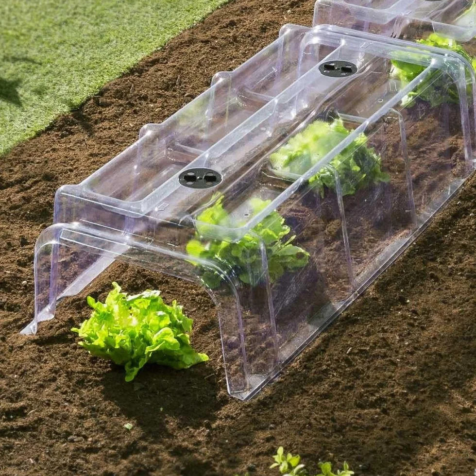 TERRE JARDIN - Tunnel de Forçage, 86 x 38 x 21 cm - Tunnel de Forçage Rigide, Transparent, Modulable, avec 6 Sardines de Fixation - Mini Serre Rigide Potager de Jardin avec Système de Ventilation