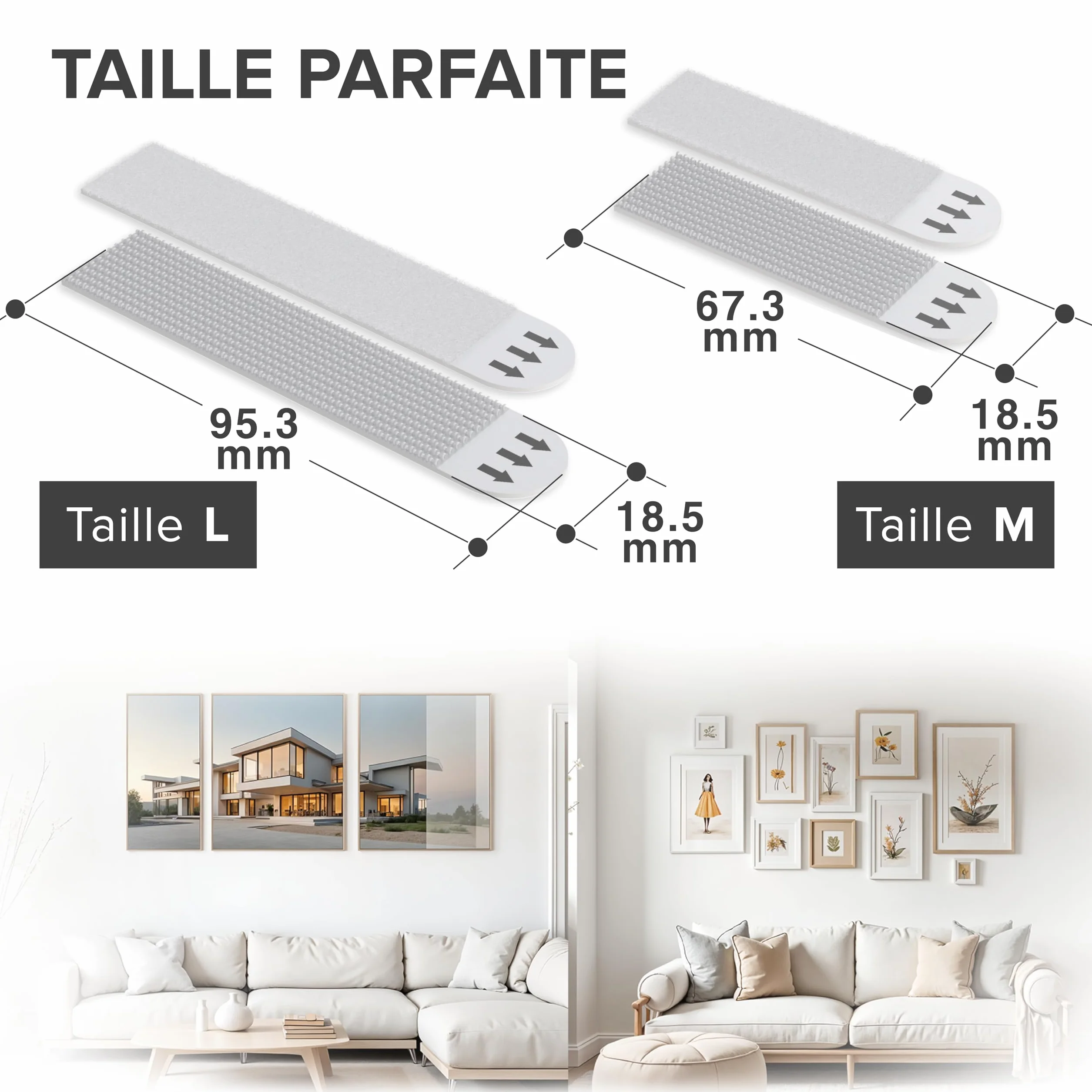 X-Protector Languettes Accroche Tableau 28 paires Sans Percage Adhésif jusqu'à 9 kg Taille M+L