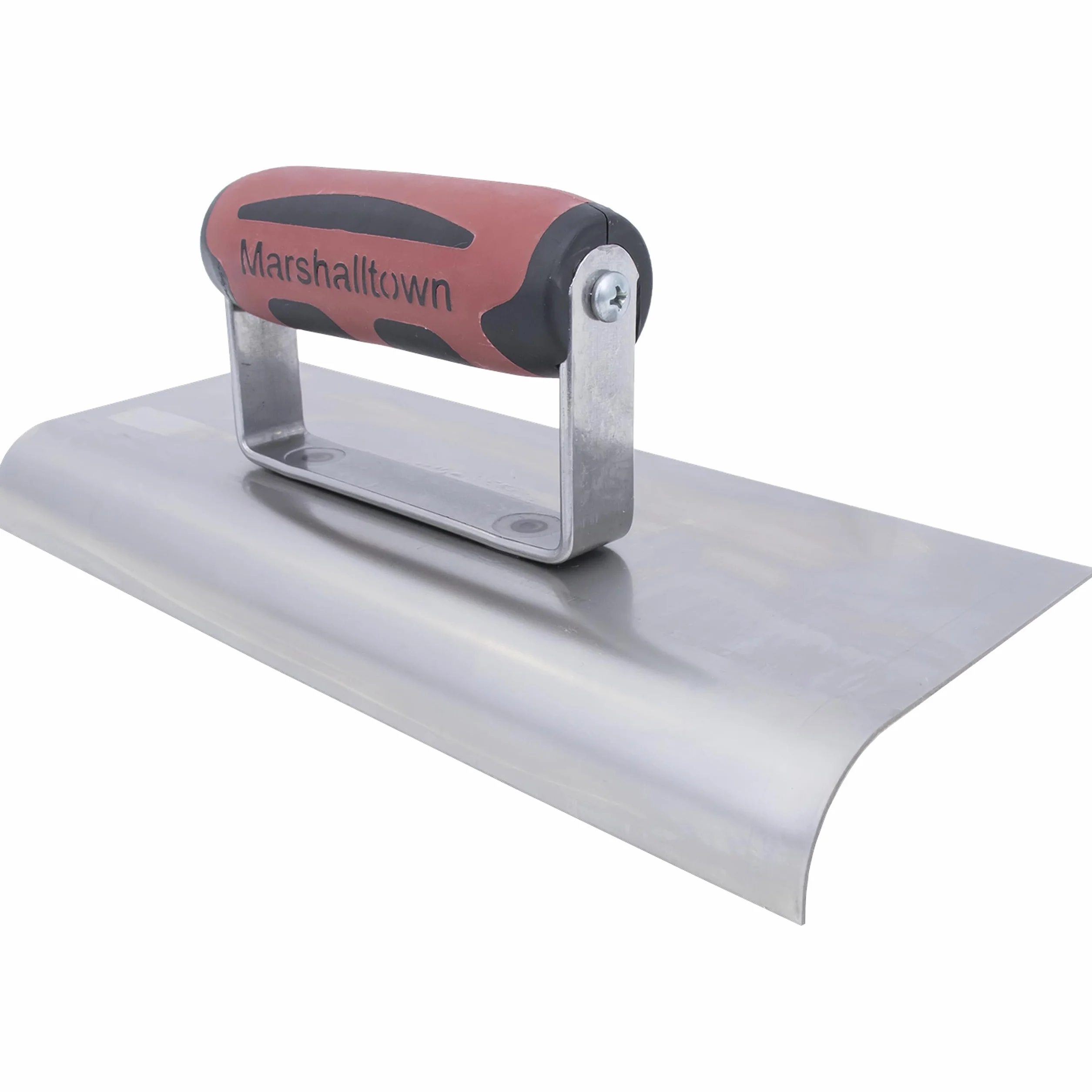 Truelle de bordure Marshalltown en acier inoxydable avec manche Durasoft, pour arrondir le béton, rayon : 19 mm, lèvre 25 mm, taille de la truelle : 254x102 mm