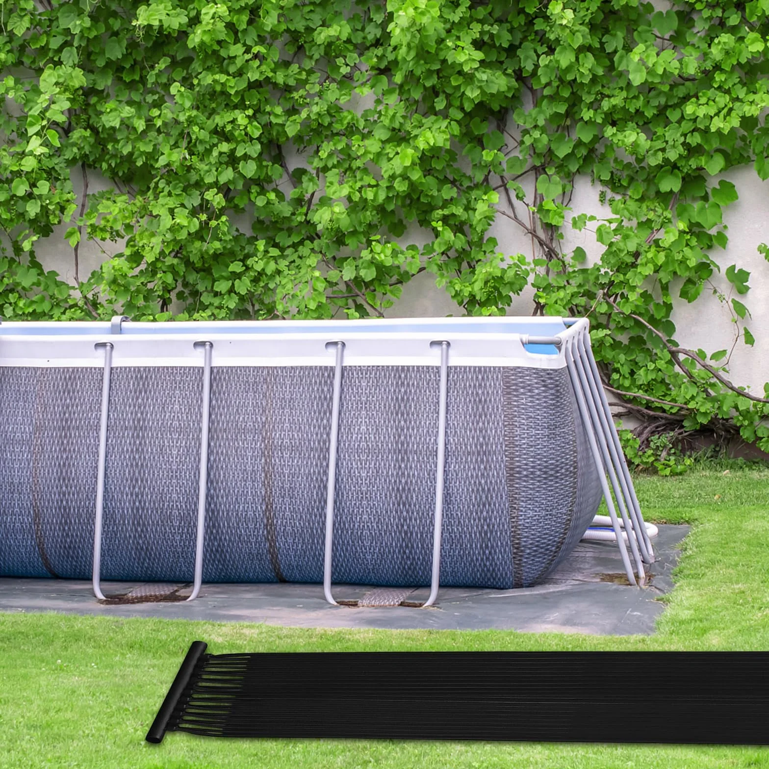 SOARS Réchauffeur Solaire, Lot de 2 Panneaux Solaire Piscine Hors Sol, Matériau PE de Qualité, Set d’Accessoires Complets, pour Piscine Jusqu’à 12000L d’Eau, Noir (3 x 0,75 m)