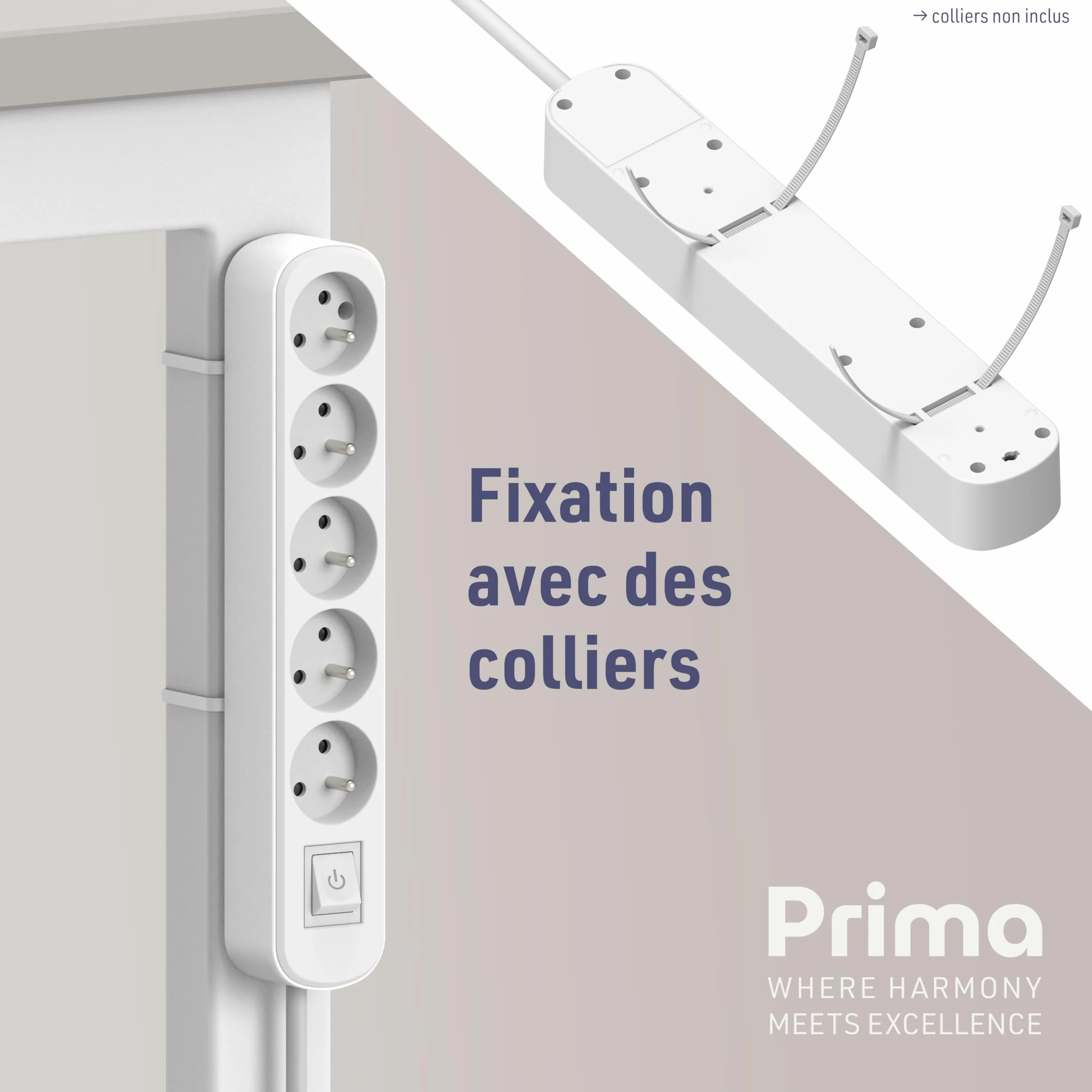 Electraline Bloc 5 prises avec interrupteur 1,5 m Blanc