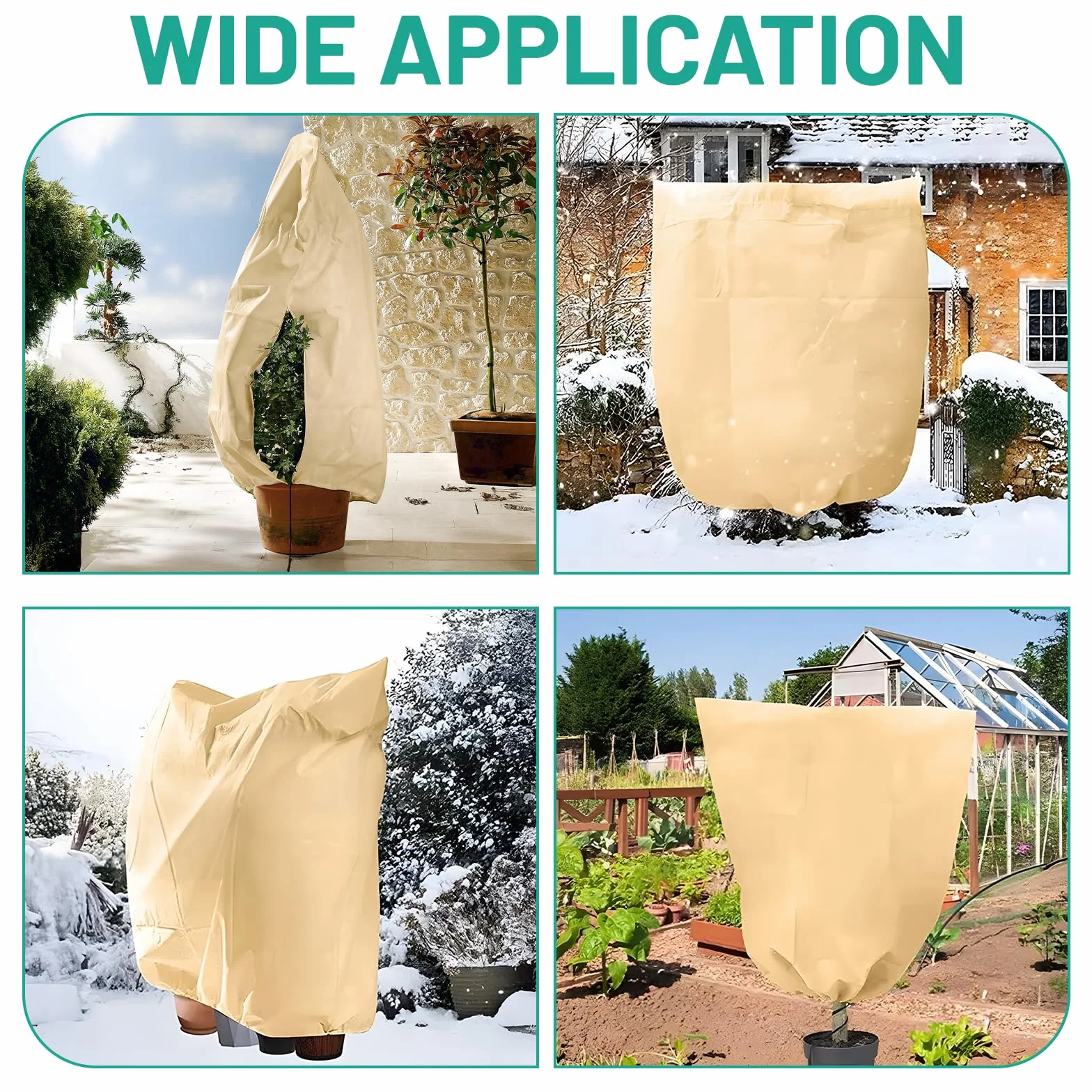 Housses de Protection d’Hivernage 200 x 240 cm, 80g/㎡ Sac de Couverture Respirante Réutilisable avec Fermeture éclair
