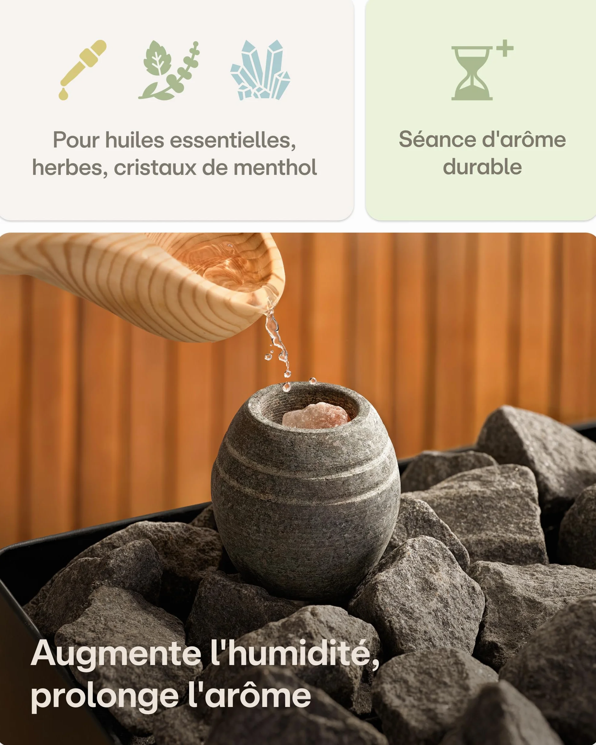 Praknu Bol aromatique pour infusions en granit pour sauna – Format compact