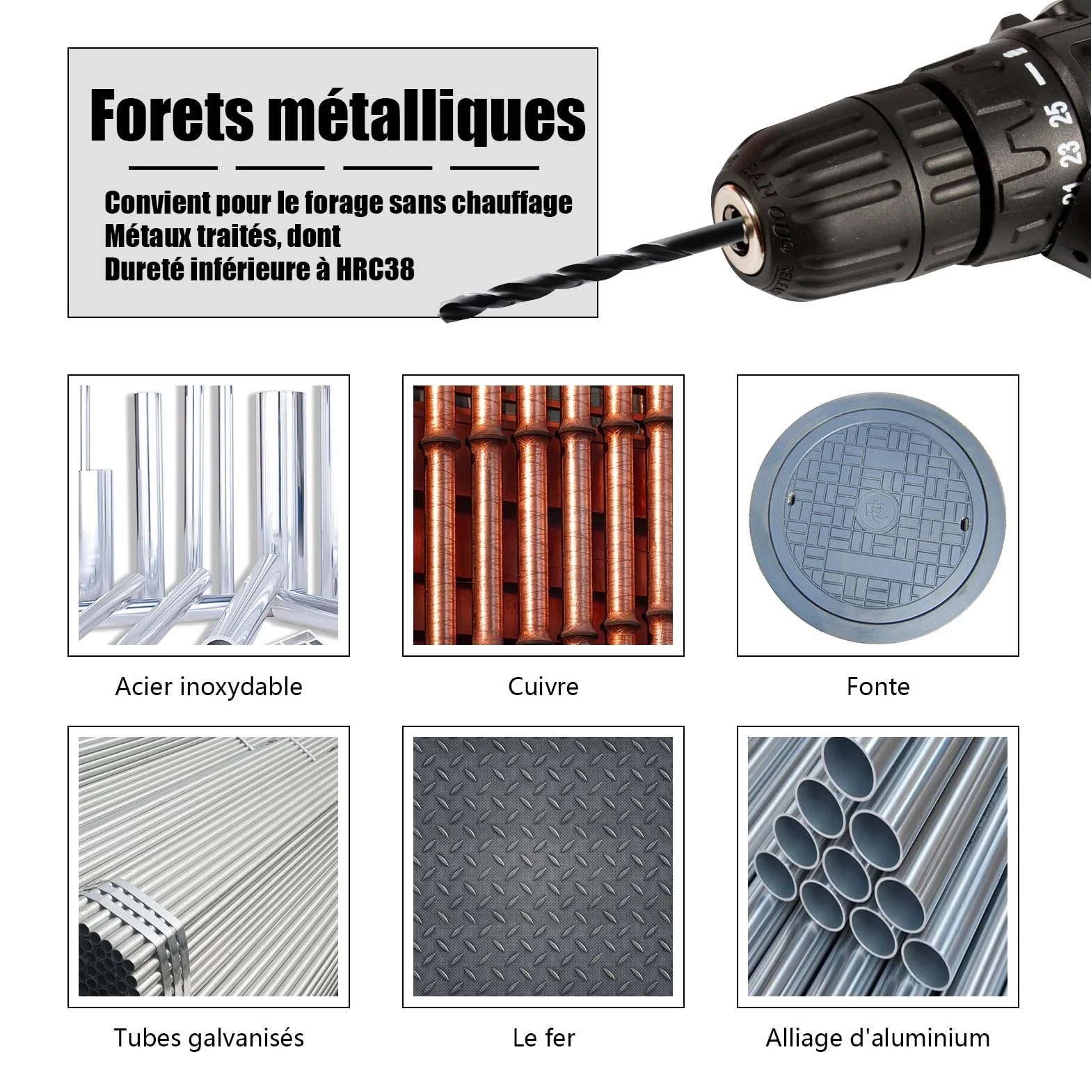 Forets hélicoïdaux HSS M35 4,0 mm Lot de 10 - Acier rapide pour aciers, fonte et métaux