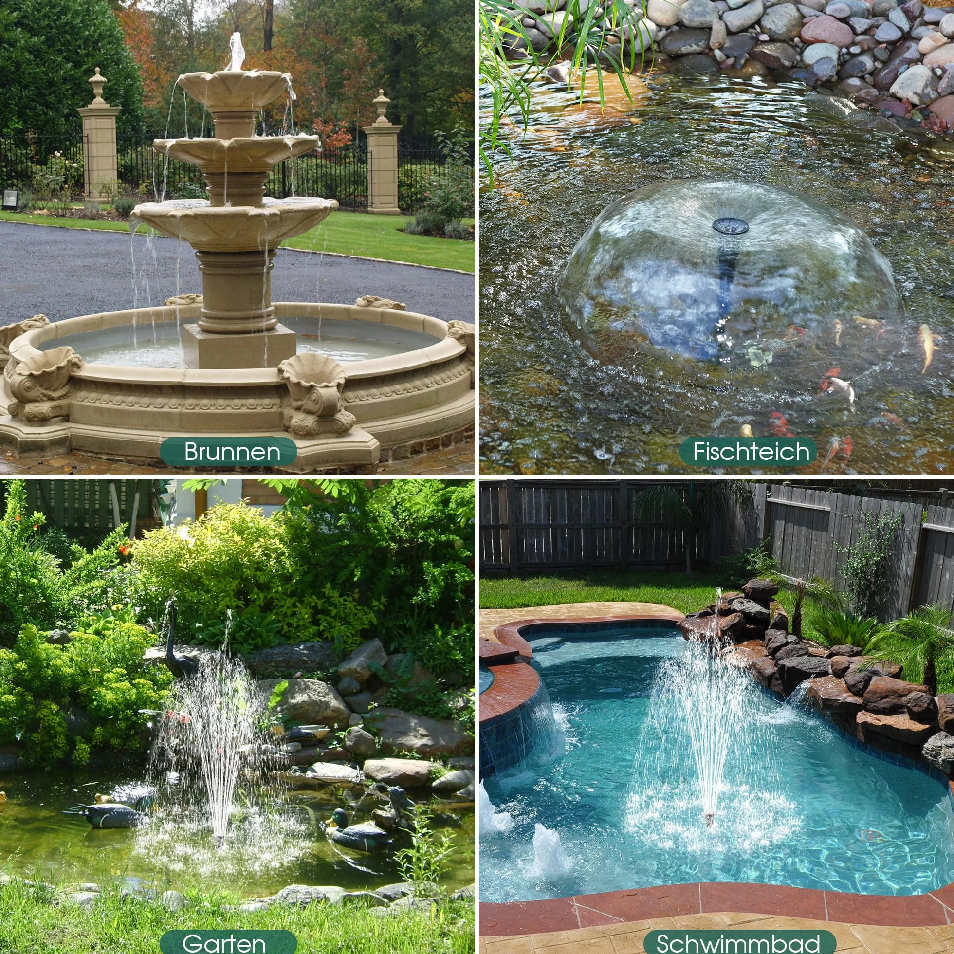 Fontaine solaire d'extérieur 20 W 875 l/h pompe bassin jardin 5-10 ㎡ silencieuse