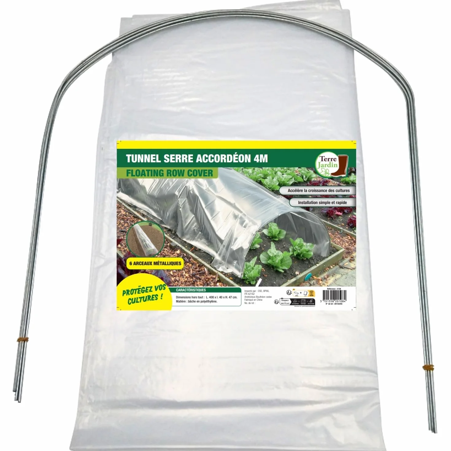TERRE JARDIN - Tunnel de Forçage Accordéon Souple 4 m